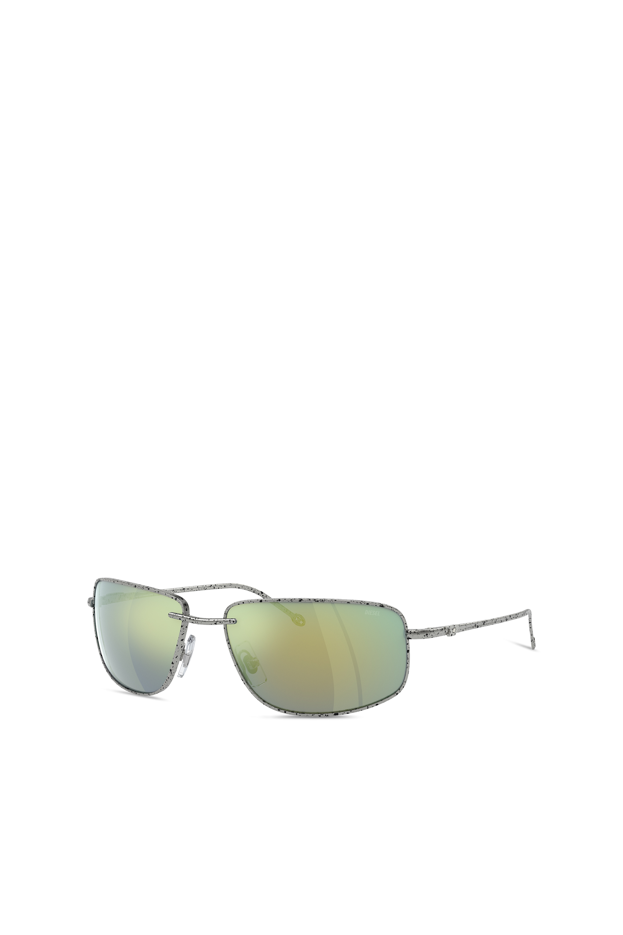 Diesel - 0DL1005, Unisex's Racer shape sunglasses in metal in Spotted Silver/Peacock - 4