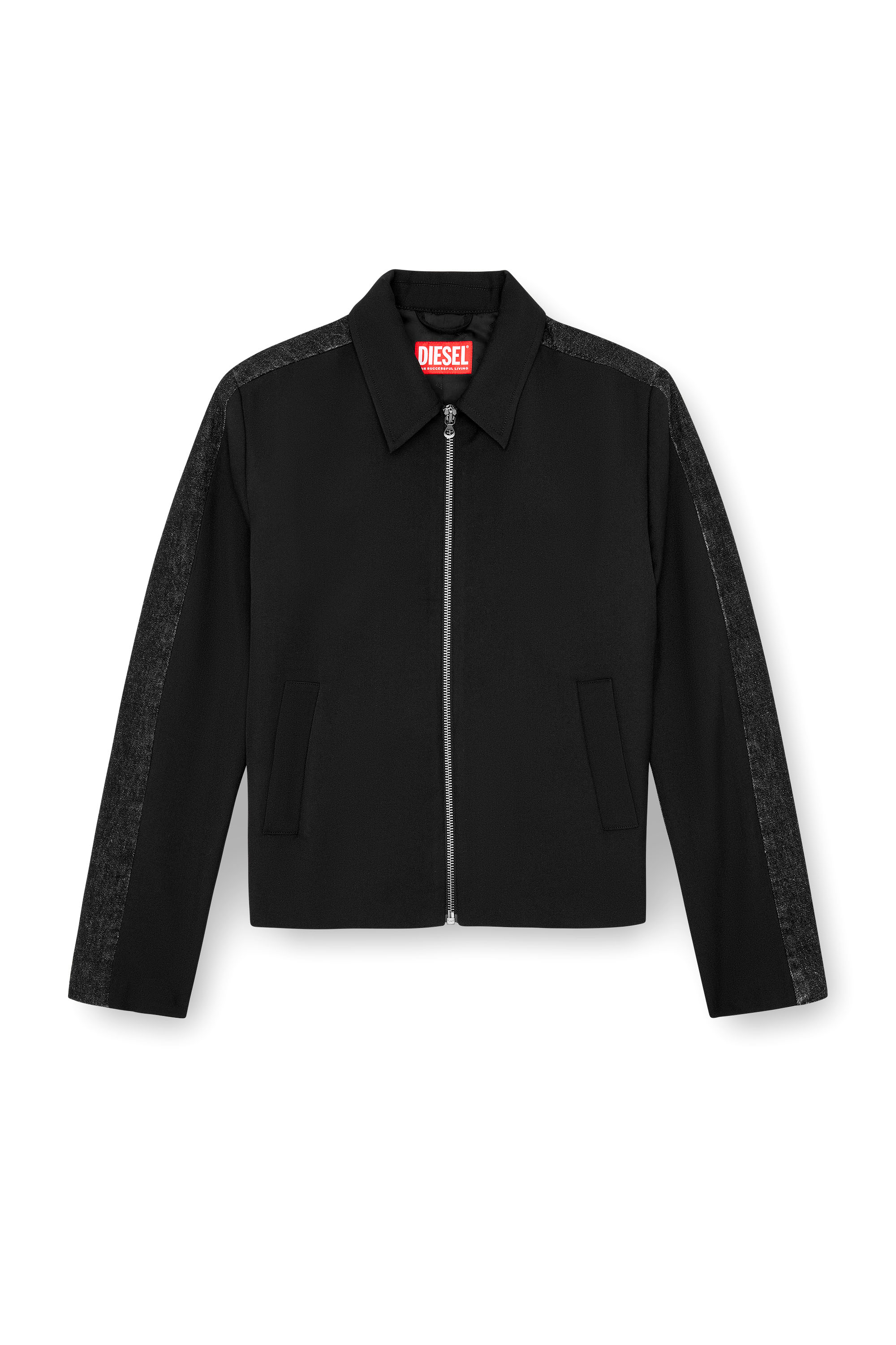 Diesel - J-RHEIN, Man's Blouson jacket in wool blend and denim in Black - 3