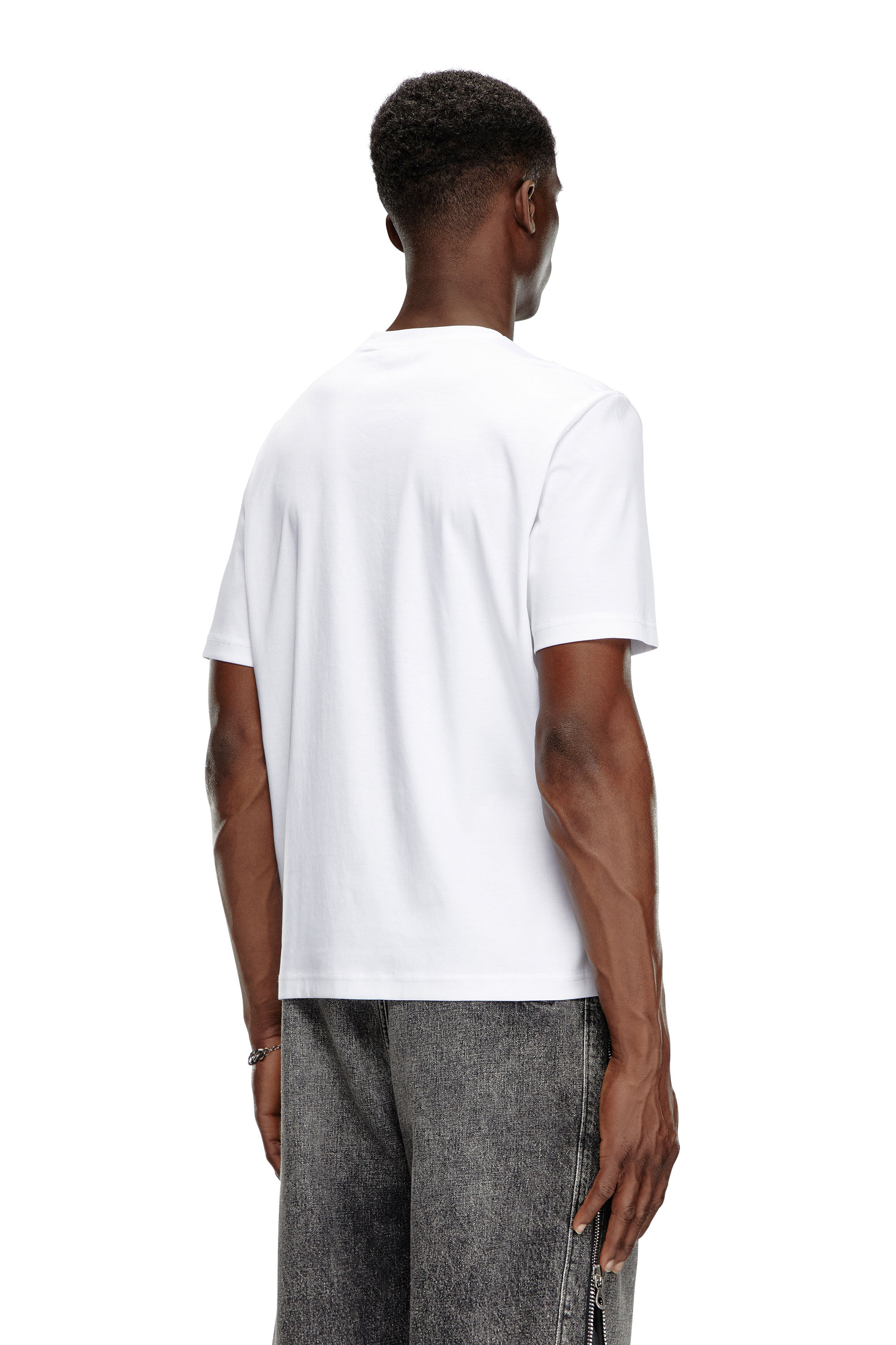 Diesel - T-MADJUST-K1, Man's Interlock T-shirt with tonal Diesel print in White - 3