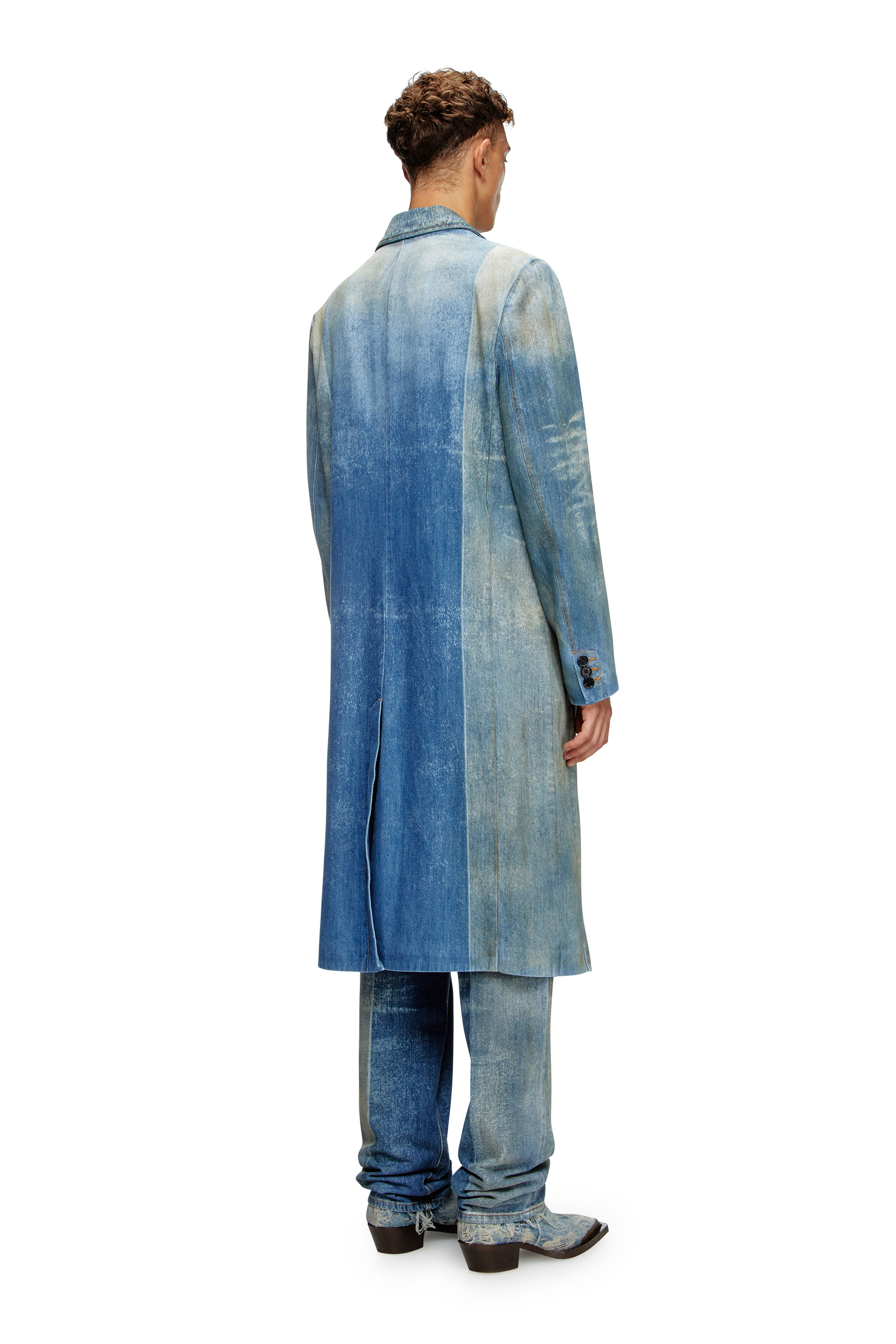 Diesel - D-BALZER-MID-FSF, Man's Denim coat with solarised folds in Medium blue - 3