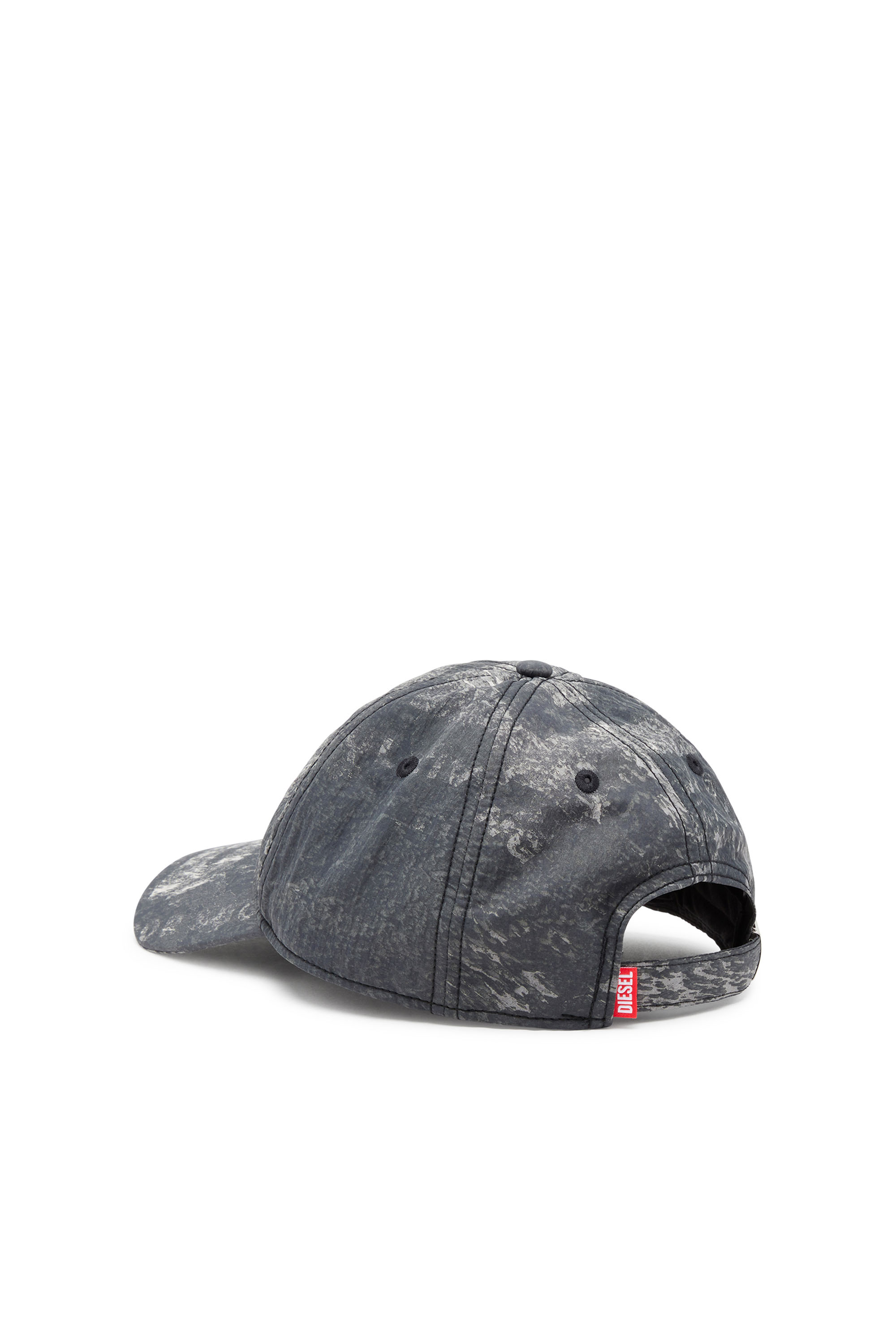 Diesel - C-REMEY, Man's Wrinkled nylon cap with rain-camo print in Black/Grey - 2