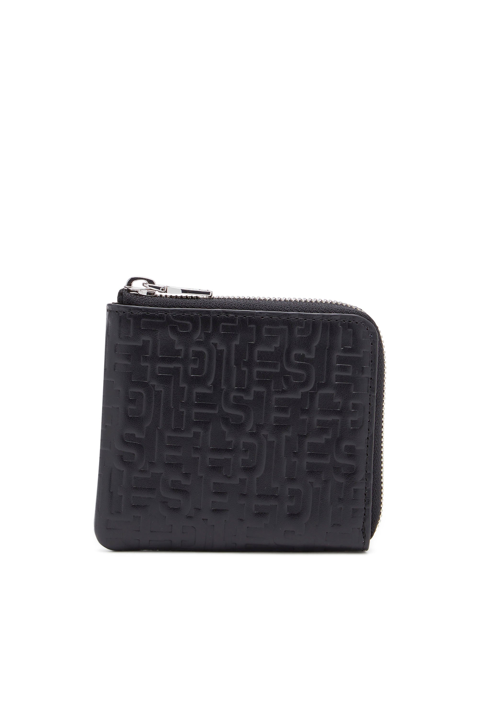 Diesel - PC MONOGRAM CARD HOLDER POUCH, Man's Zip wallet in monogram leather in Black - 1