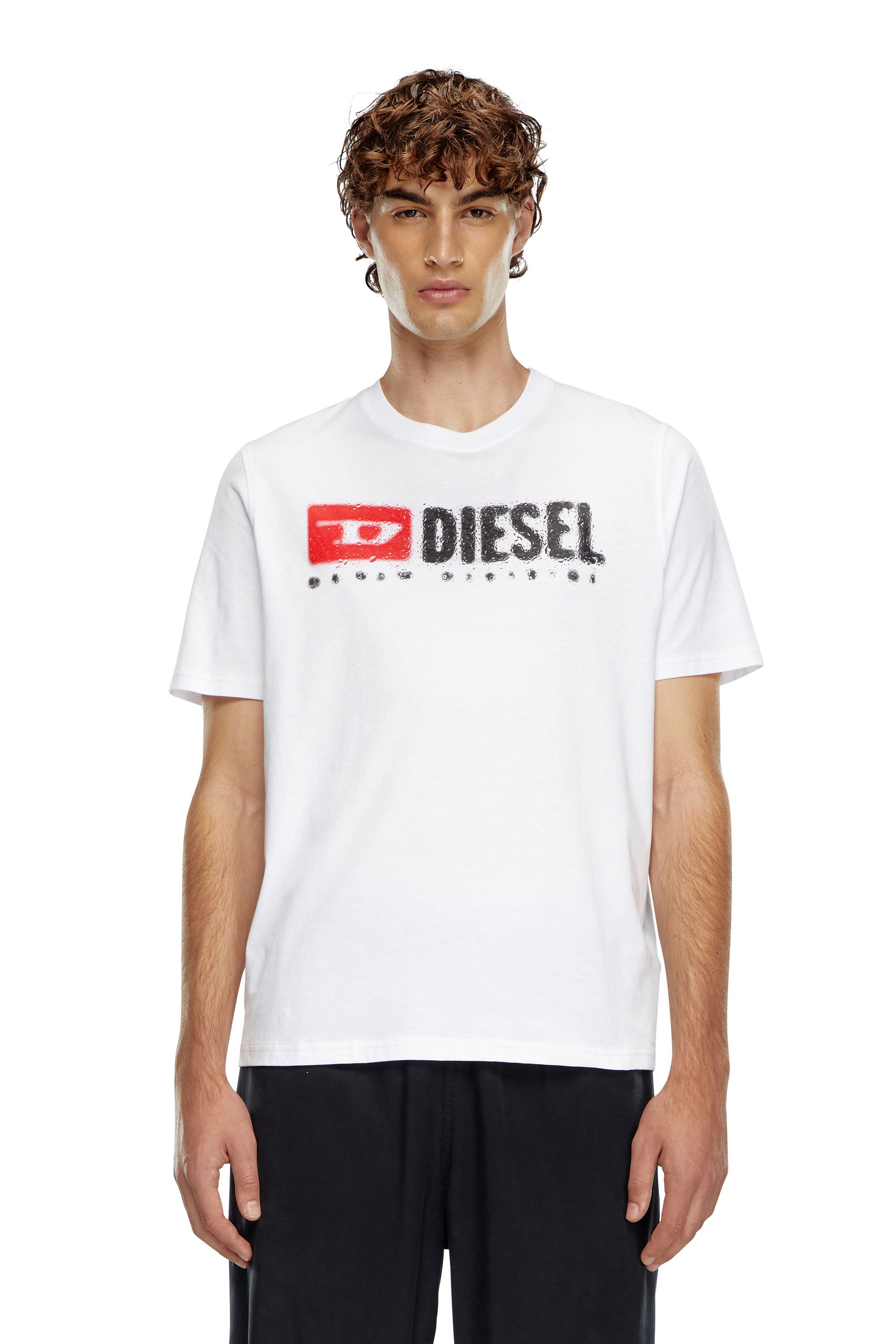 Diesel - T-ADJUST-K14, Camiseta con logotipo con efecto salpicado Hombre in Blanco - 1