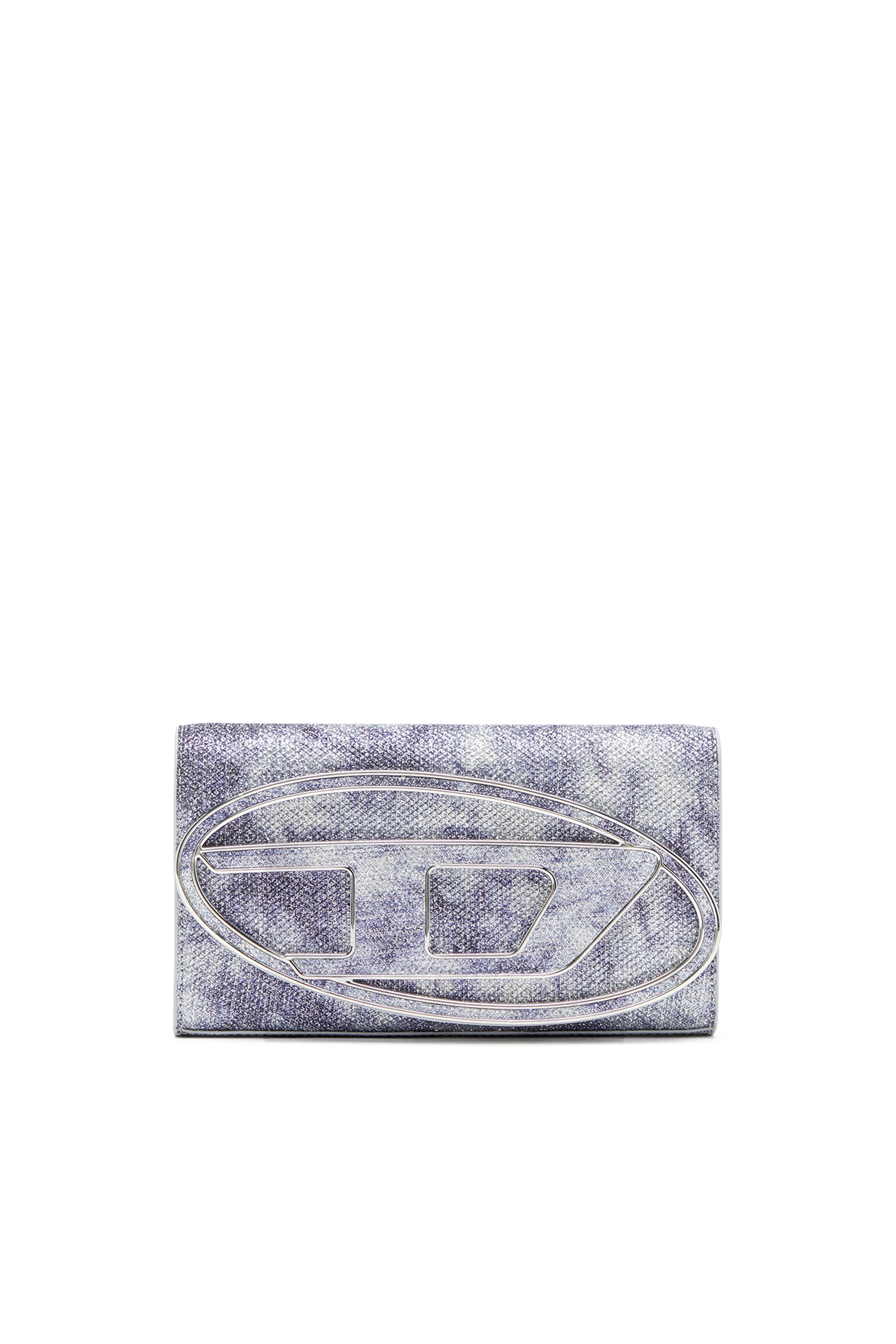 Diesel - 1DR WALLET STRAP, Woman's Wallet purse in shimmer fabric in Blue - 1