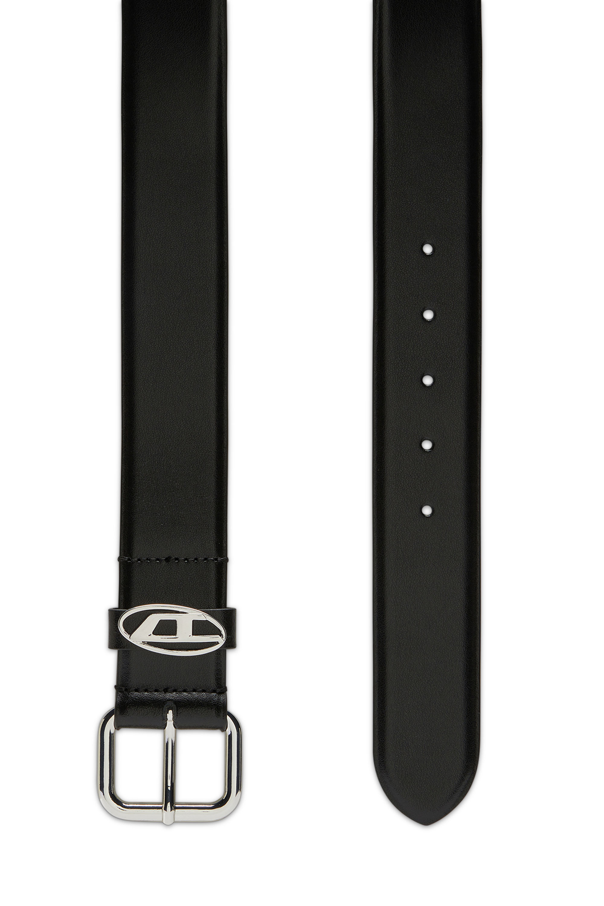 Diesel - B-1DR OVAL D LOOP, Unisex's Logo-plaque embellished leather belt in Black - 2