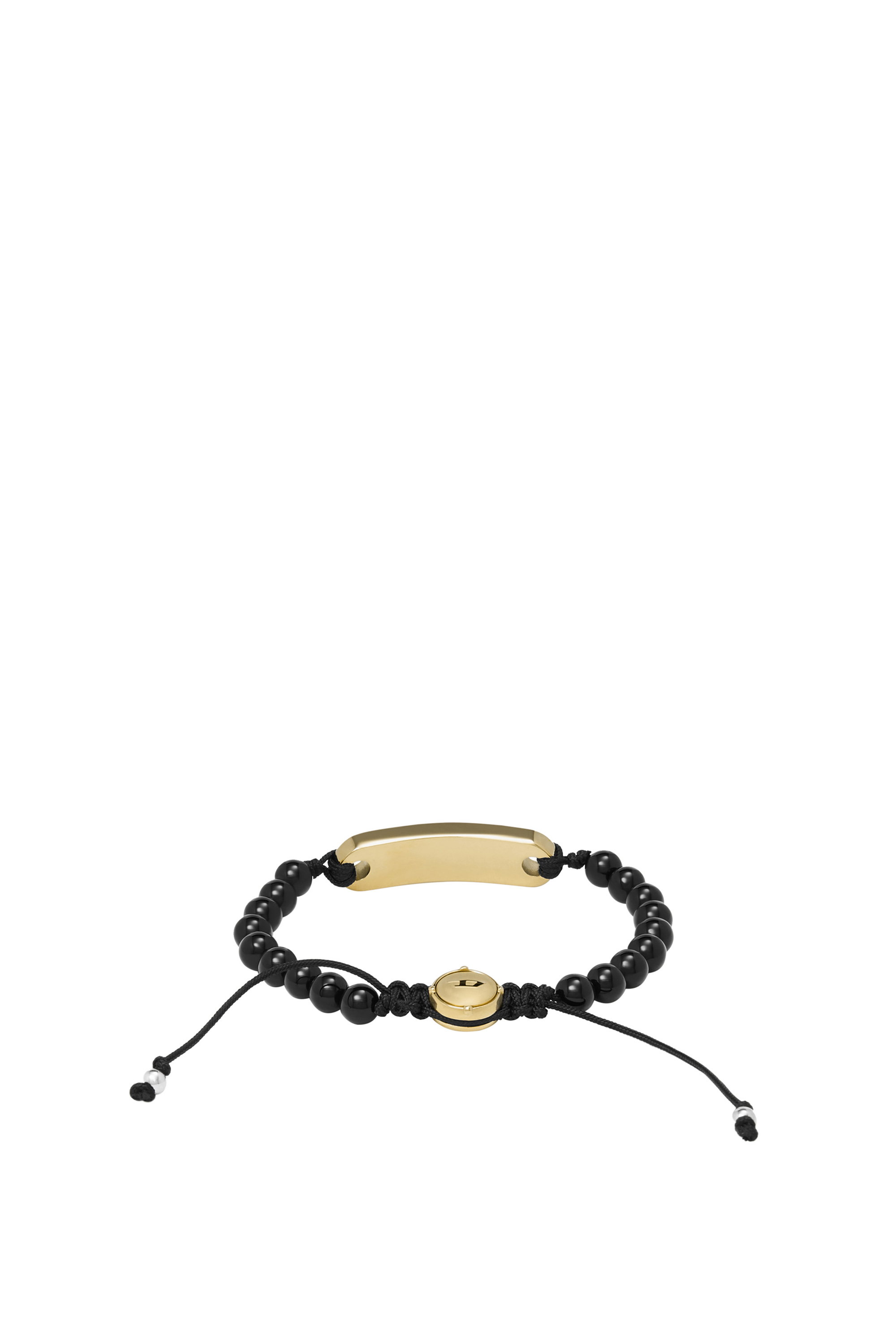 Diesel - DX1360, Man's Gold Id black agate beaded bracelet in Black/Gold - 2