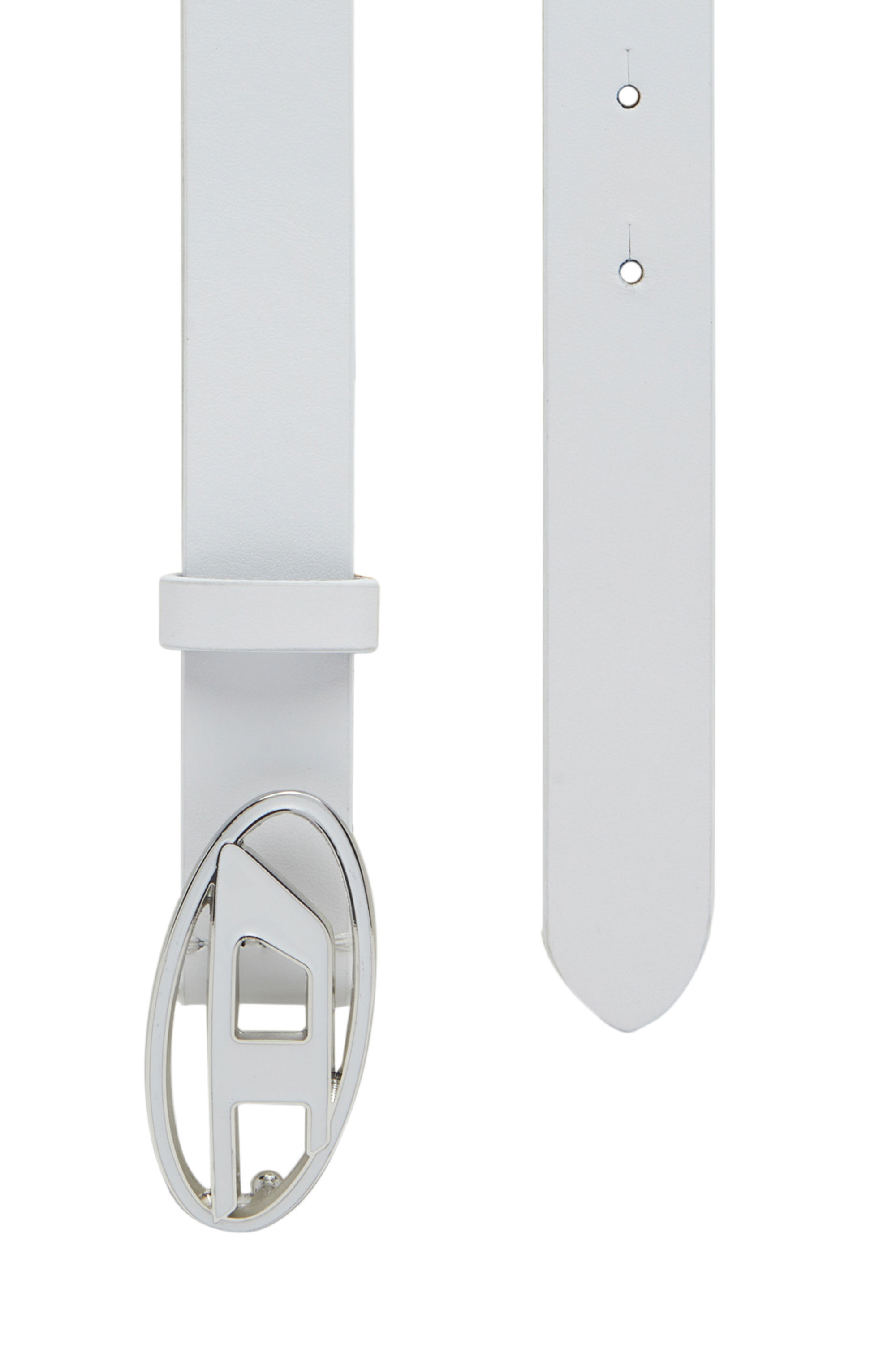 Diesel - B-1DR 25, Woman's Leather belt with enamelled buckle in White - 2