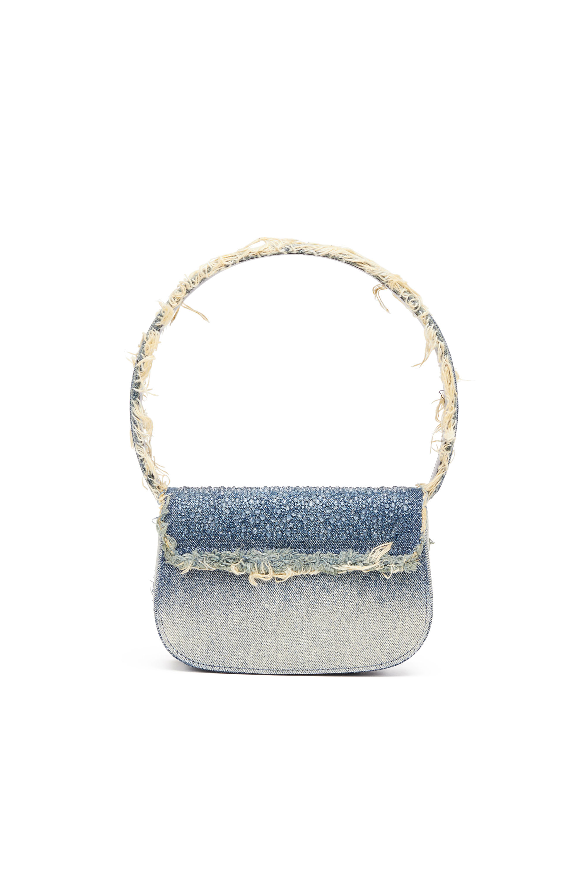 Diesel - 1DR, Woman's 1DR-Iconic shoulder bag in denim and crystals in Blue - 2