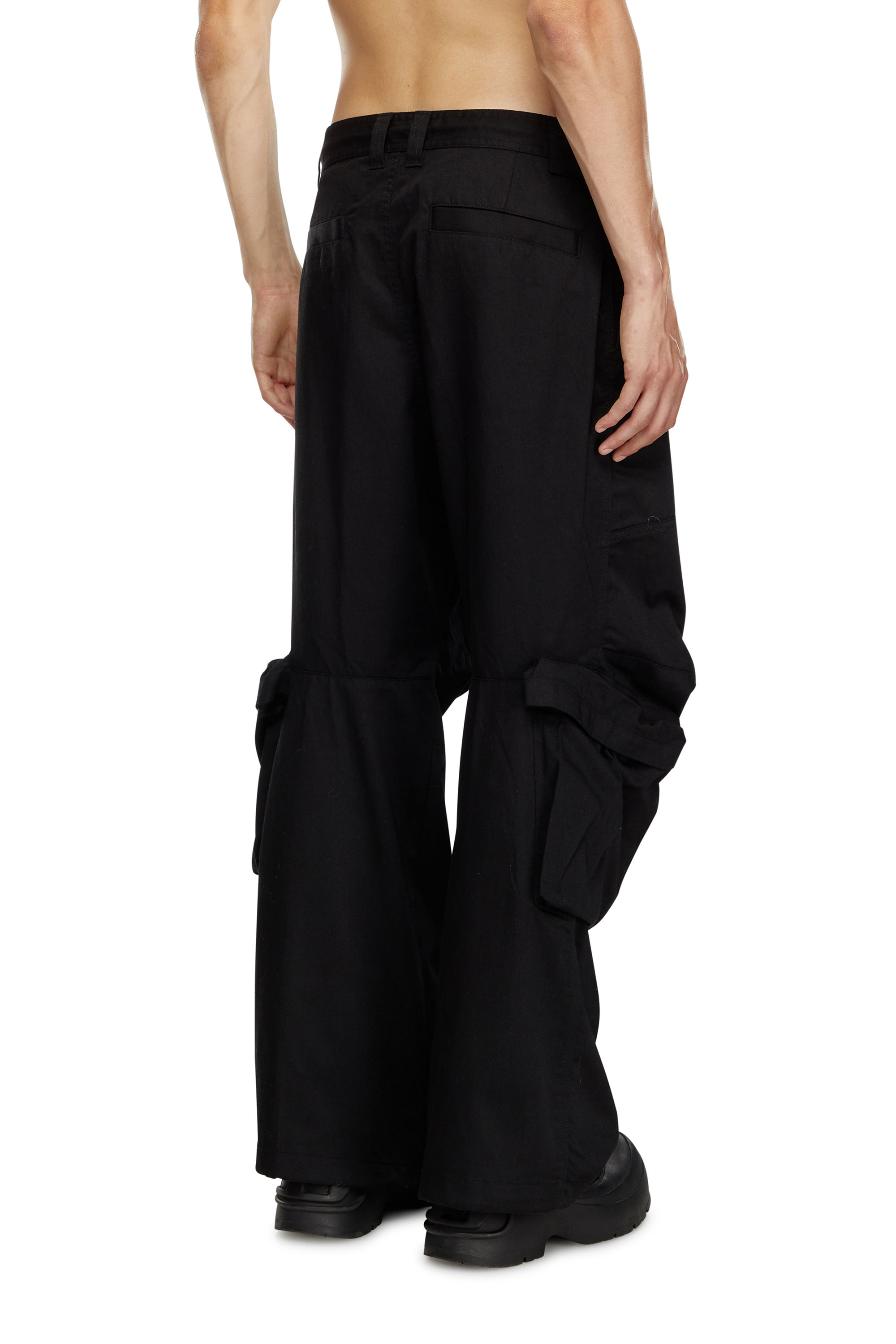 Diesel - P-ARNE-A, Man's Cargo pants in technical cotton twill in Black - 3