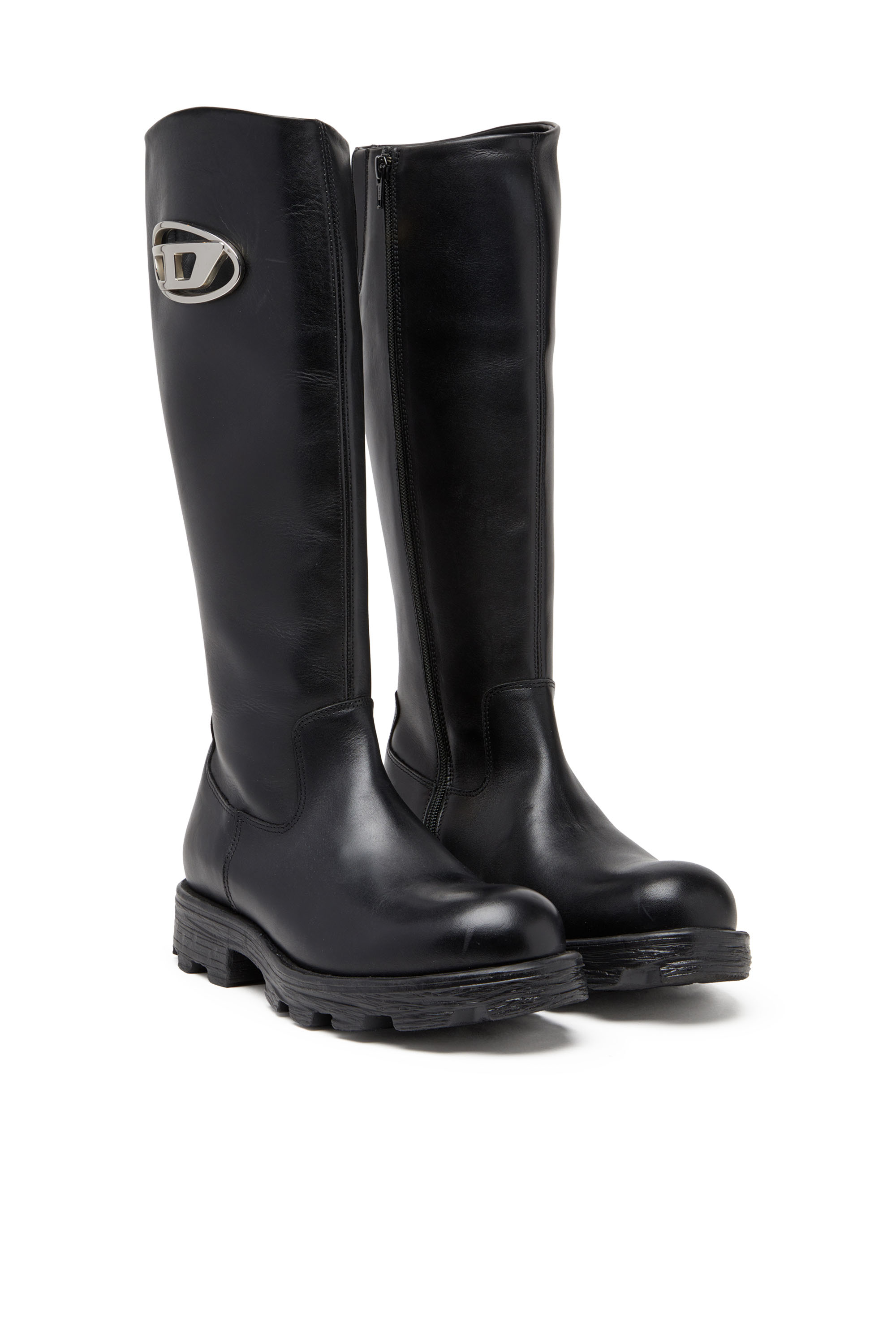 Diesel - D-HAMMER HB D W, D-Hammer-Botas hasta la rodilla de cuero Mujer in Negro - 2