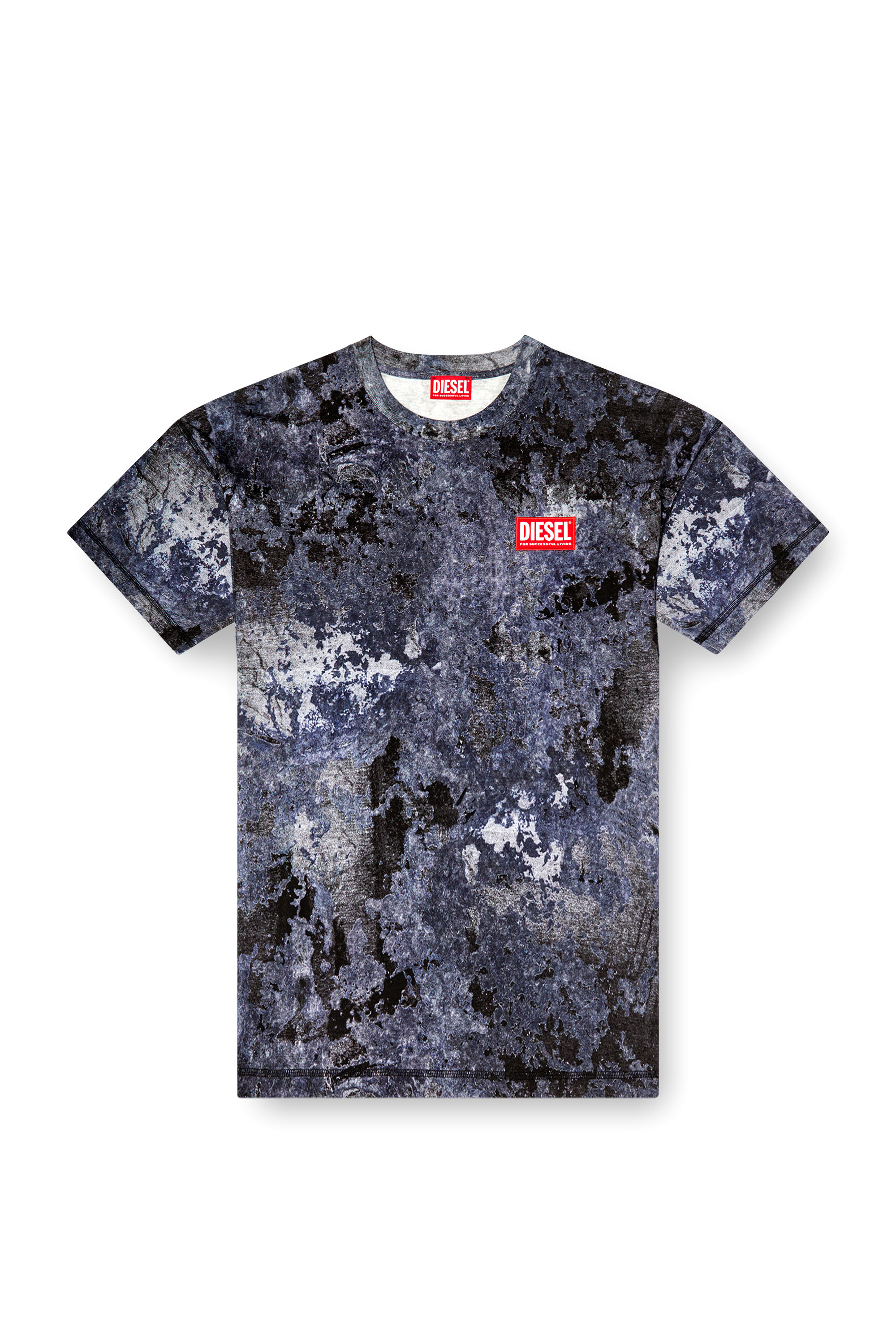 Diesel - T-BOXT-R12, Camiseta con burn-out y efecto mármol Hombre in Azul marino - 4