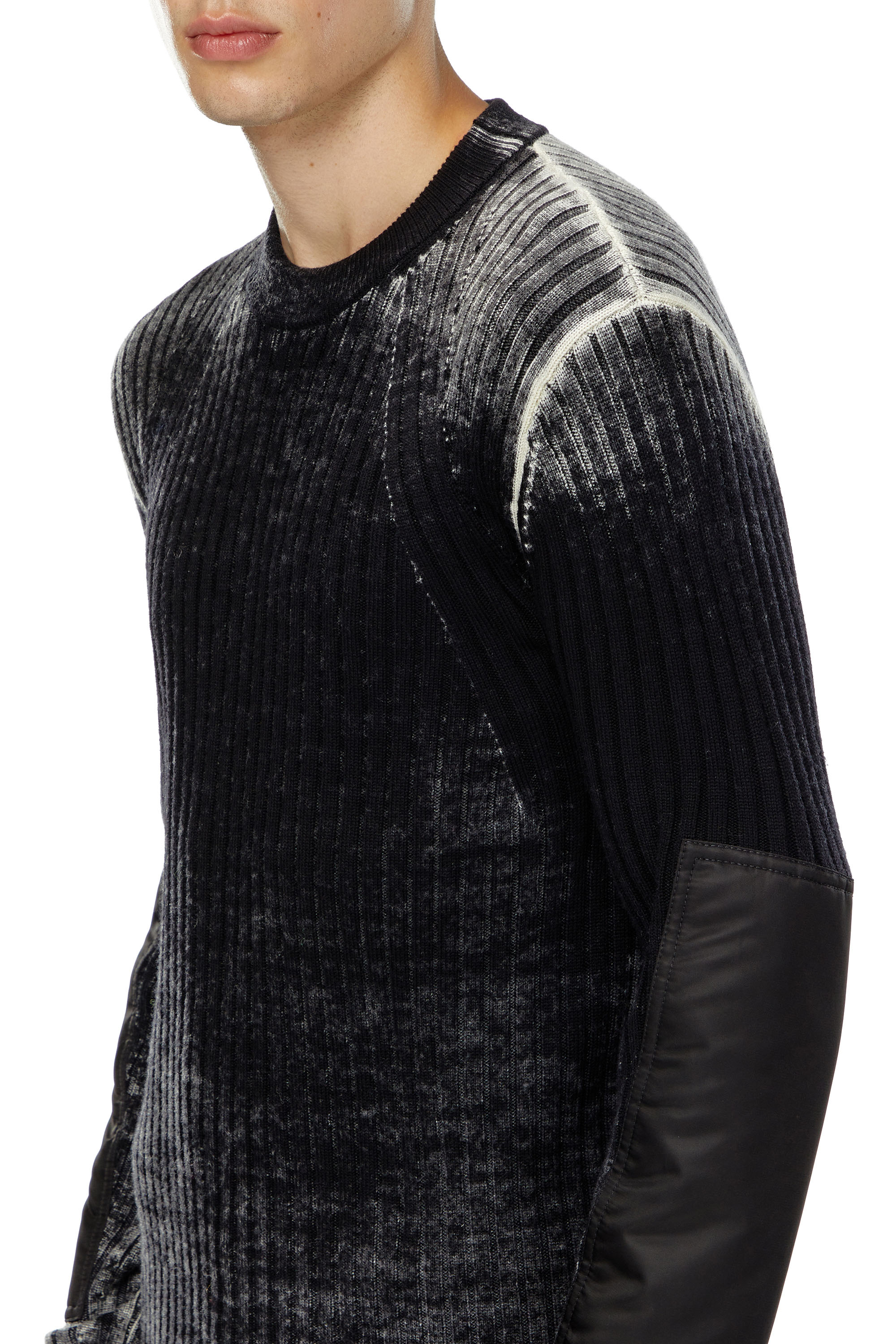 Diesel - K-RETRO, Man's Wool jumper with elbow patches in Black - 3