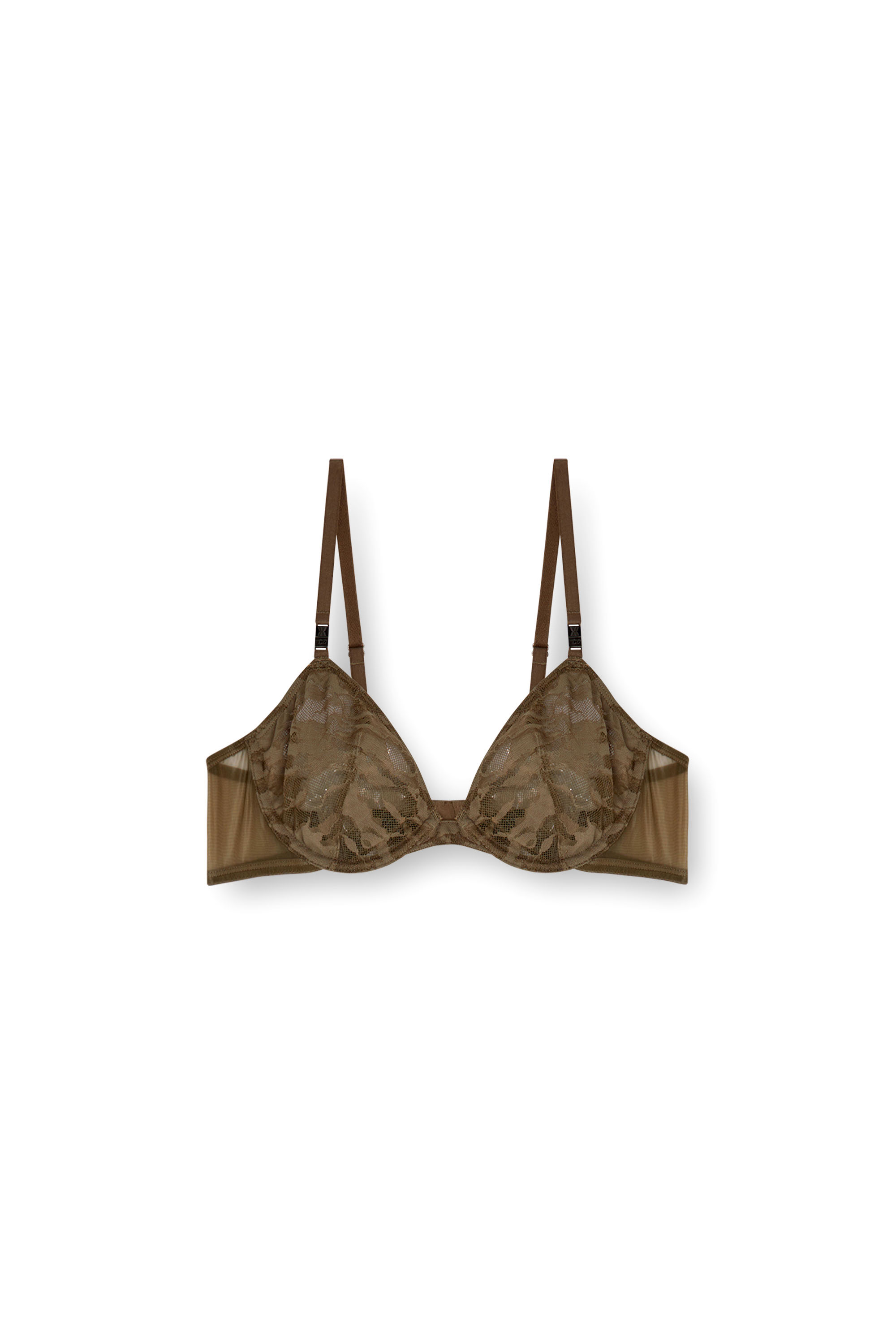 Diesel - C-CAMO-LACE-PLUNGE-BRA, Sujetador con escote profundo de encaje de camuflaje Mujer in Marrón - 4