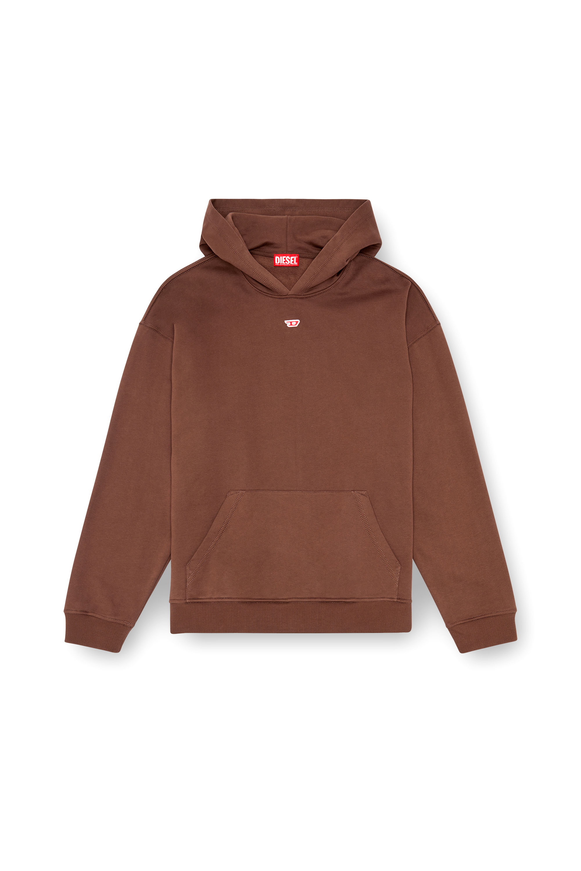 Diesel - S-BOXT-HOOD-D, Man's Hoodie with D logo patch in Brown - 4