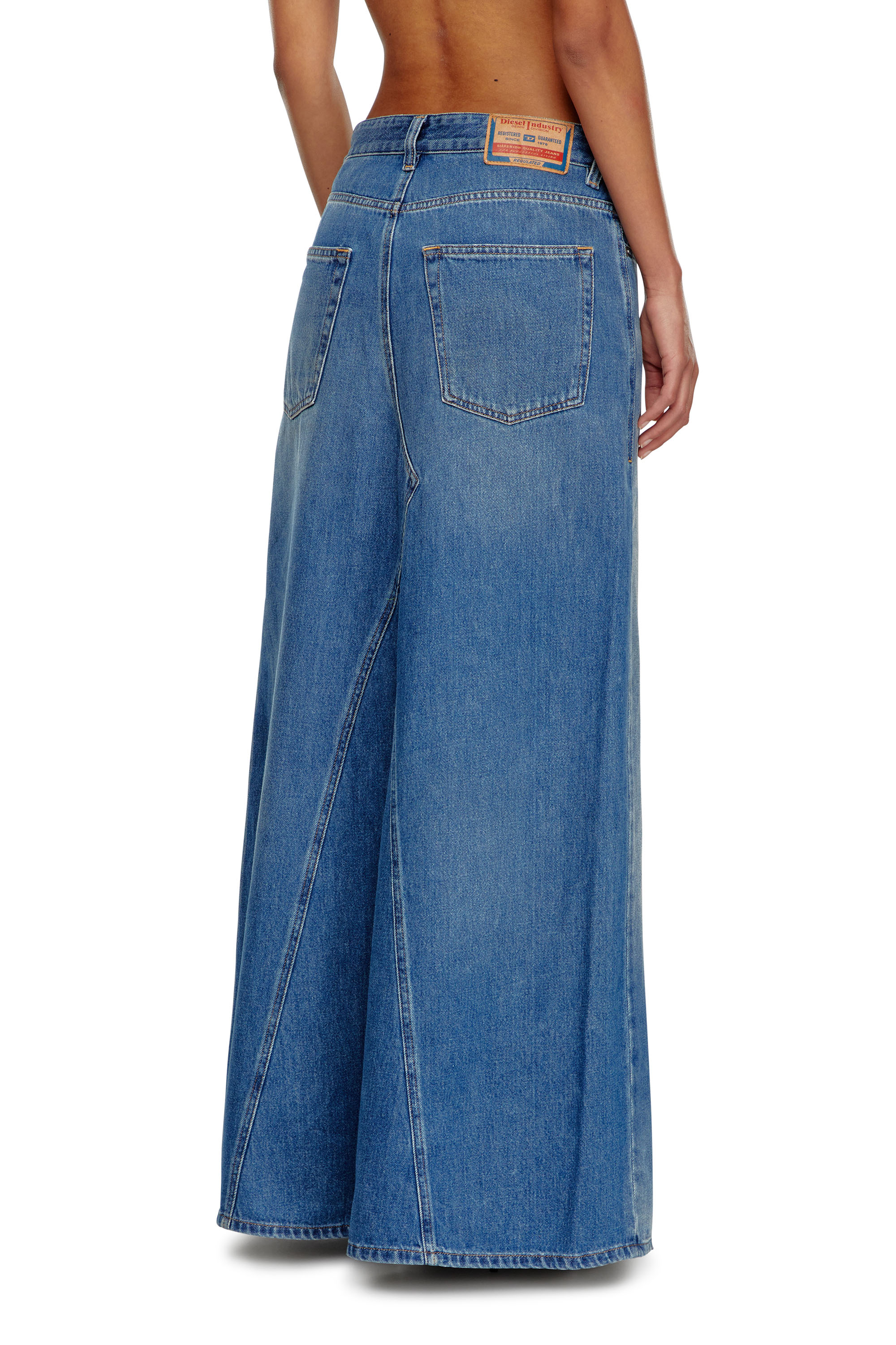 Diesel - DE-PAGO-S4, Woman's Long skirt in peel-off denim in Medium blue - 3