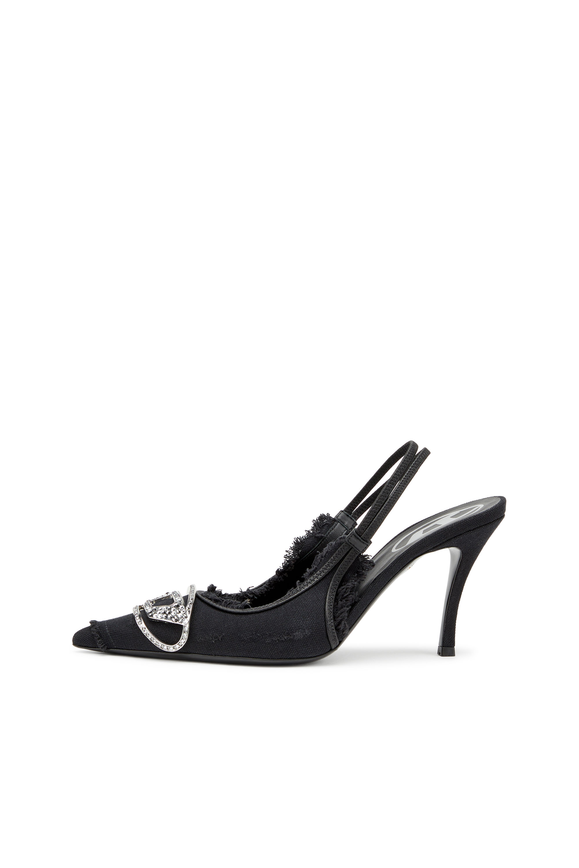 Diesel - D-VENUS SB, D-Venus-Zapatos de salón sin talón en lona desgastada Mujer in Negro - 6