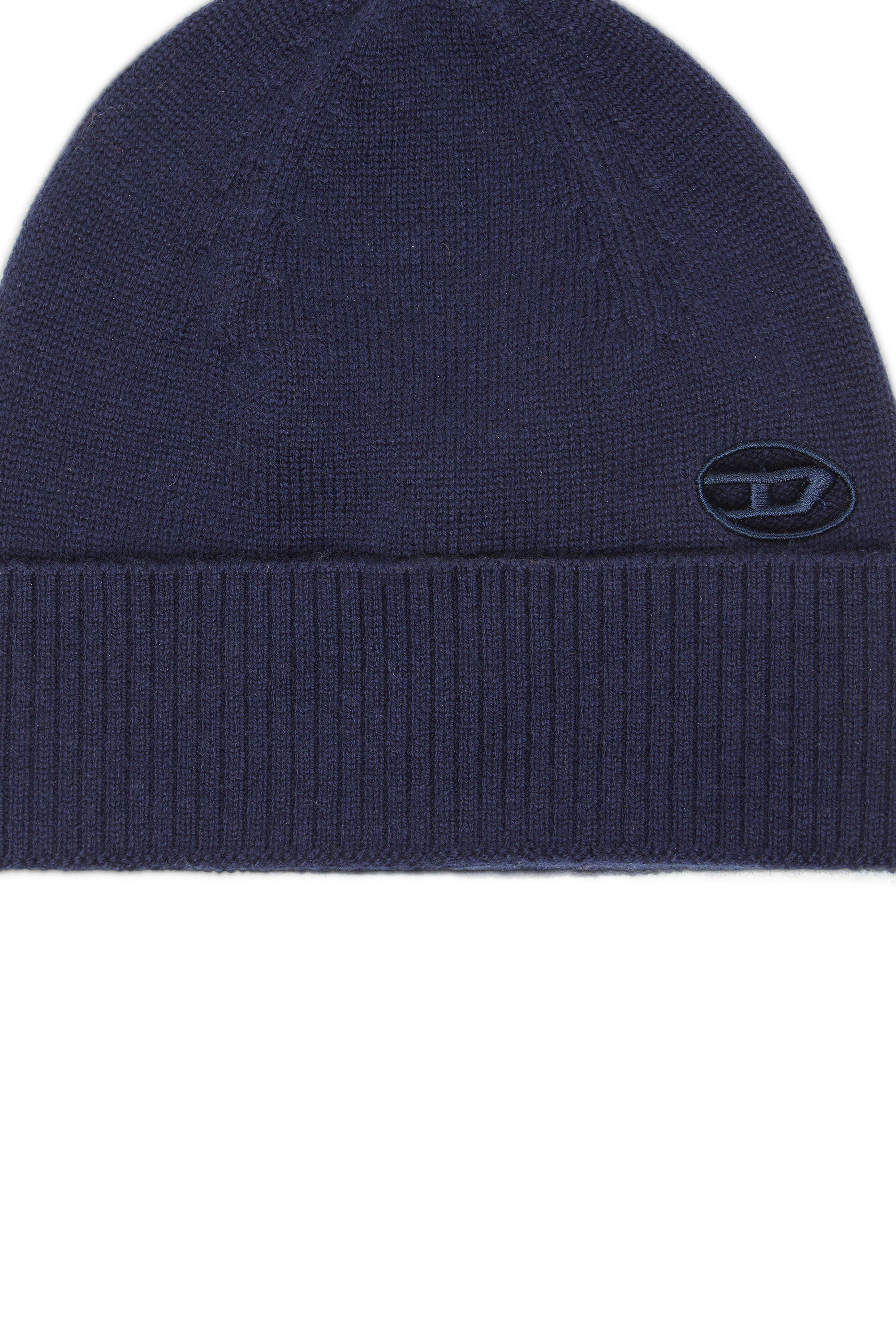 Diesel - K-REV, Unisex's Beanie with embroidered Oval D patch in Dark Blue - 3