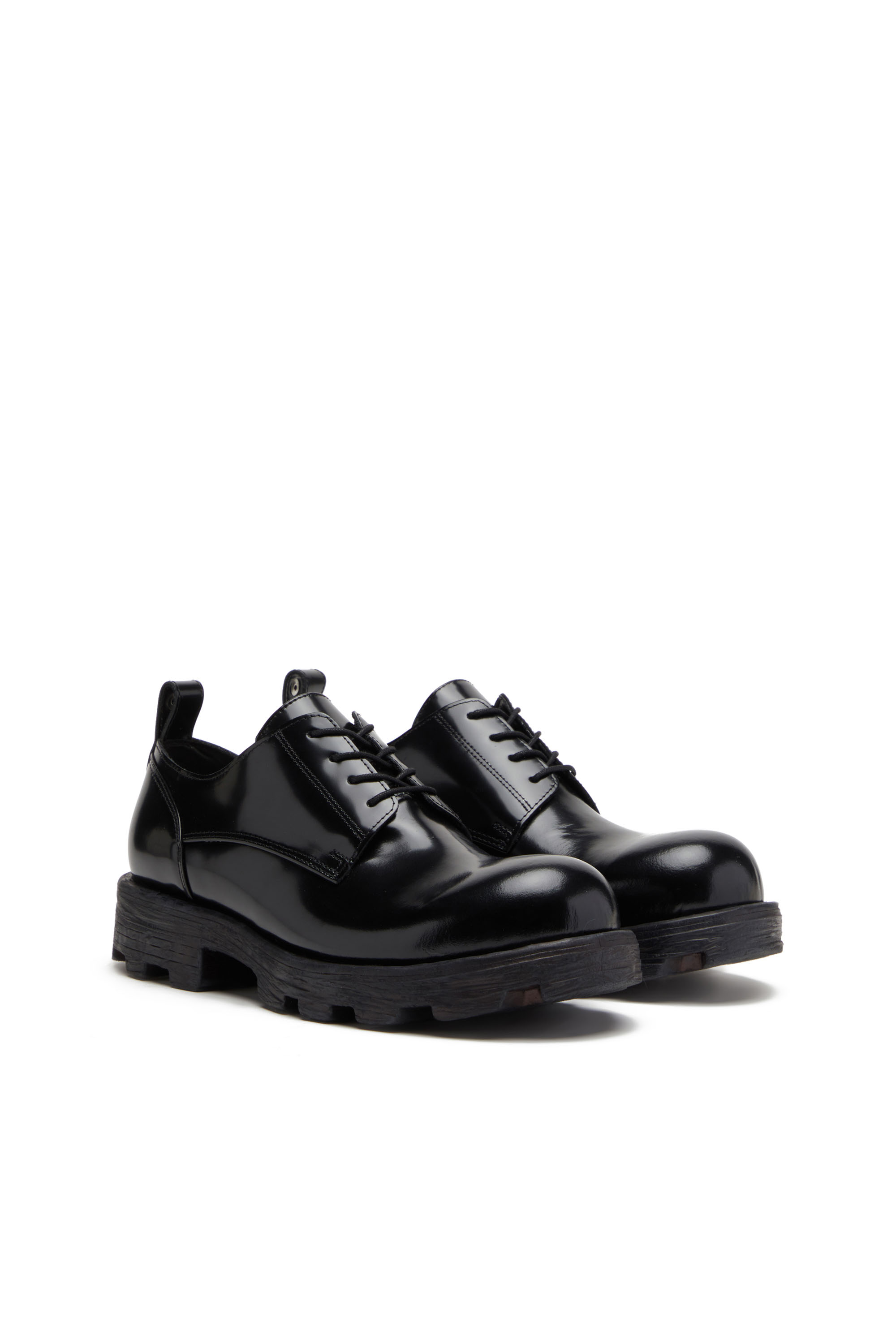 Diesel - D-HAMMER SH, D-Hammer SH - Calzado con cordones de piel brillante Hombre in Negro - 2