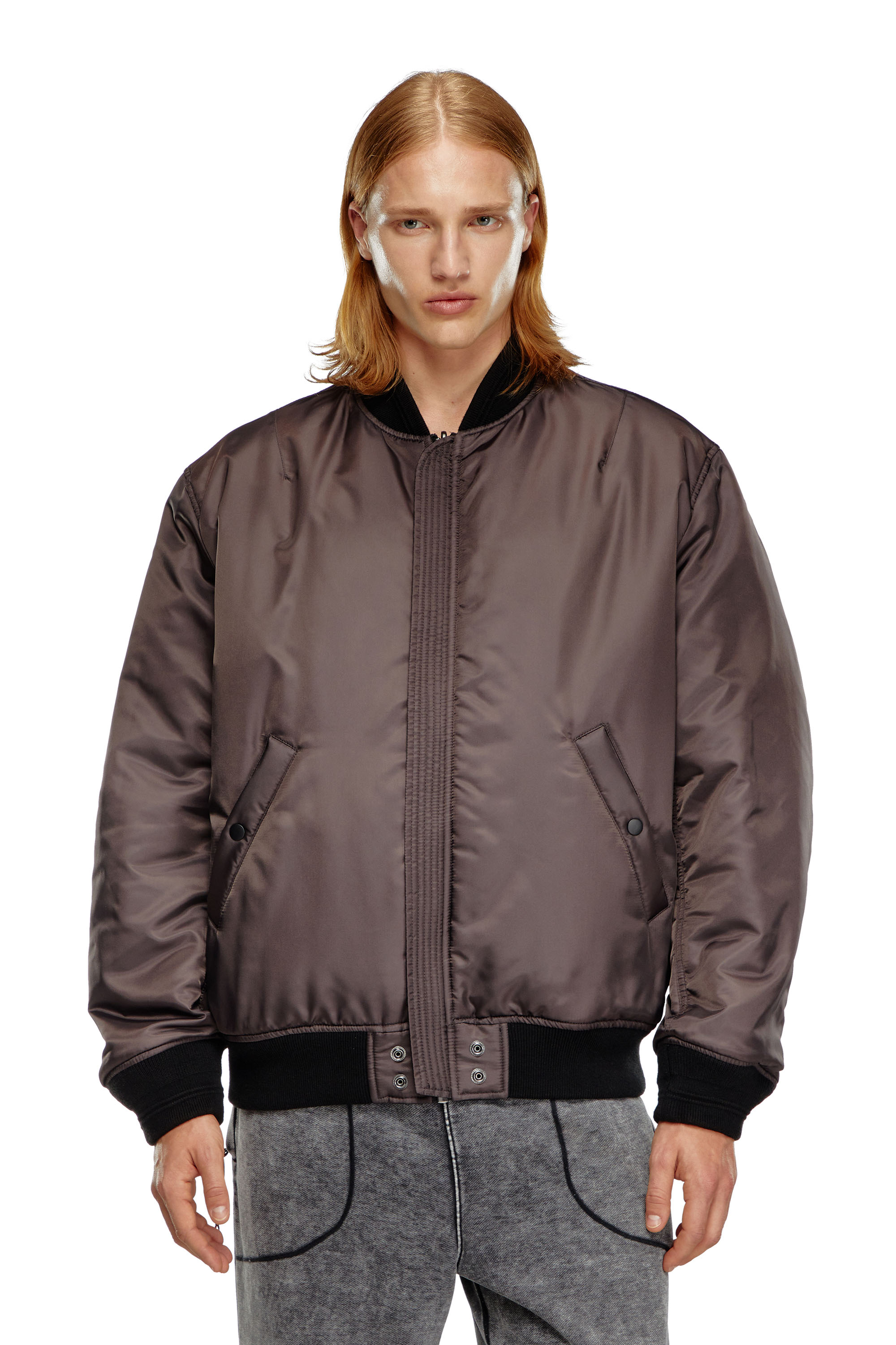 Diesel - J-HELD, Man's Bomber in padded nylon with Oval D in Black - 6