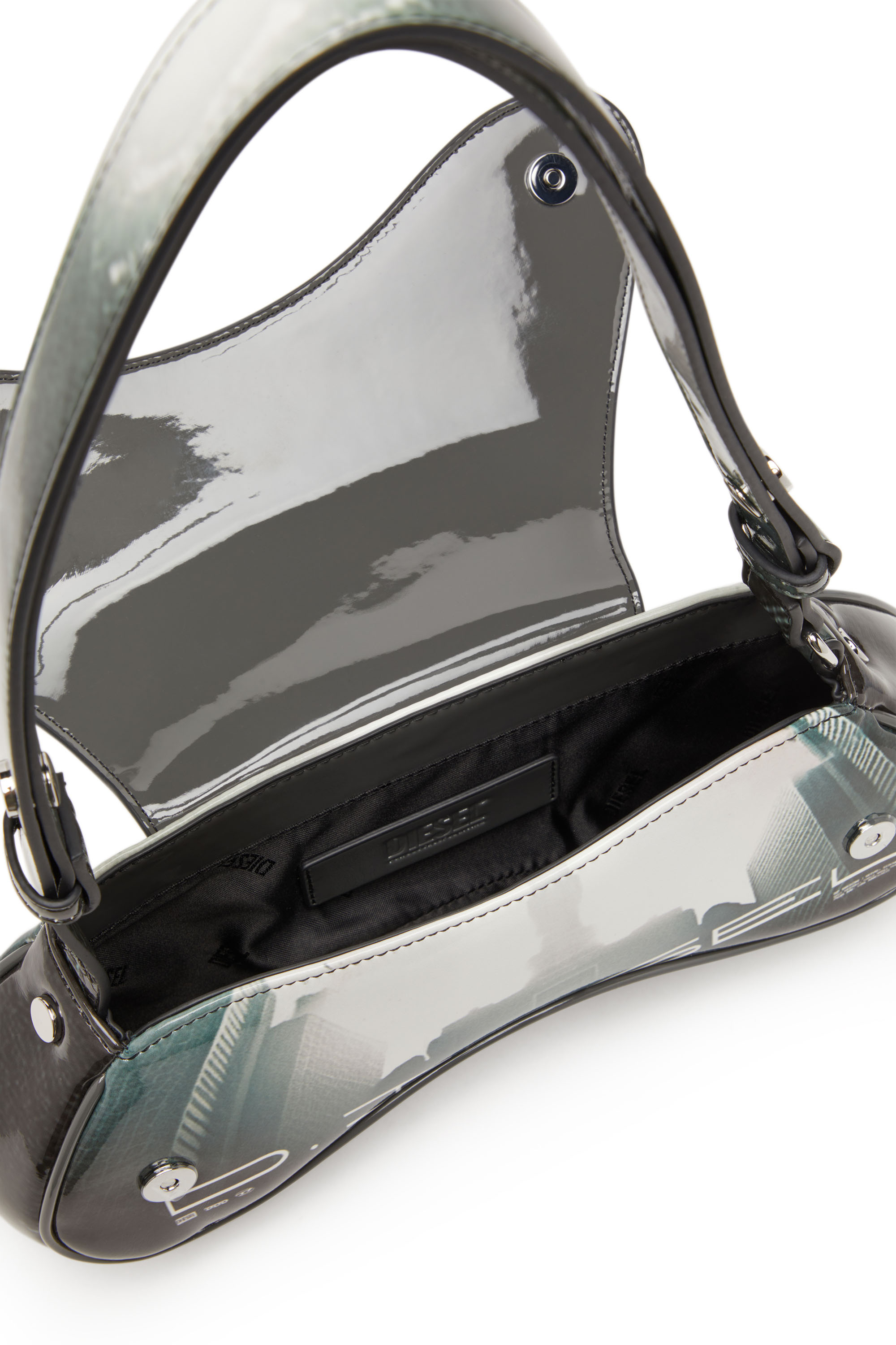 Diesel - PLAY CROSSBODY, Woman's Play-Shoulder bag in printed glossy PU in Dark grey - 4