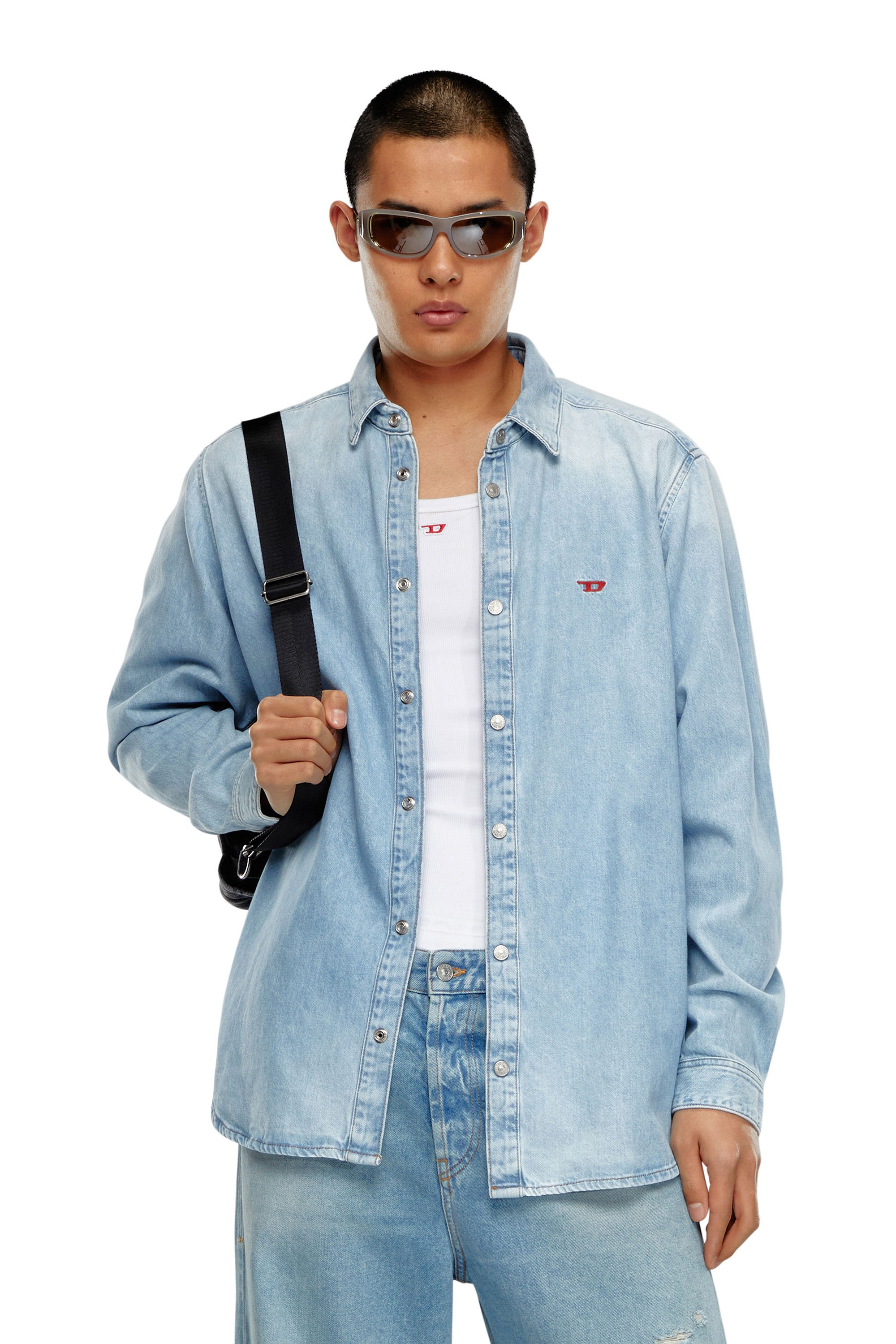 Diesel - D-SIMPLY, Man's Shirt in denim in Light Blue - 2