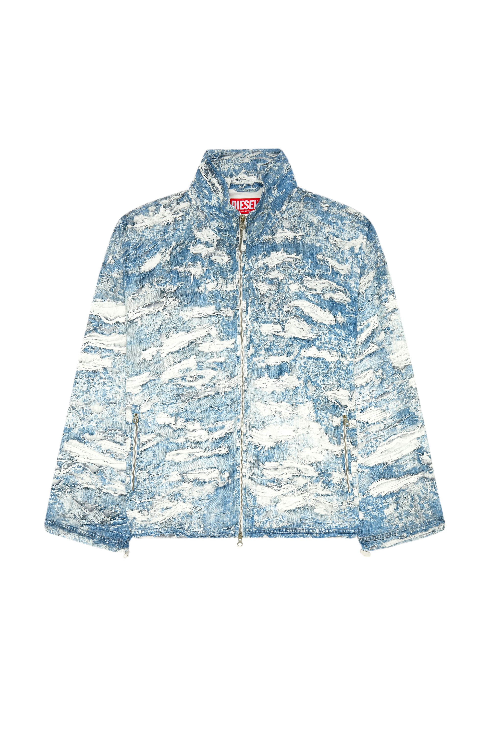 Diesel - J-ALSTON, Man's Windbreaker with Tiger Breaks denim print in Light Blue - 6