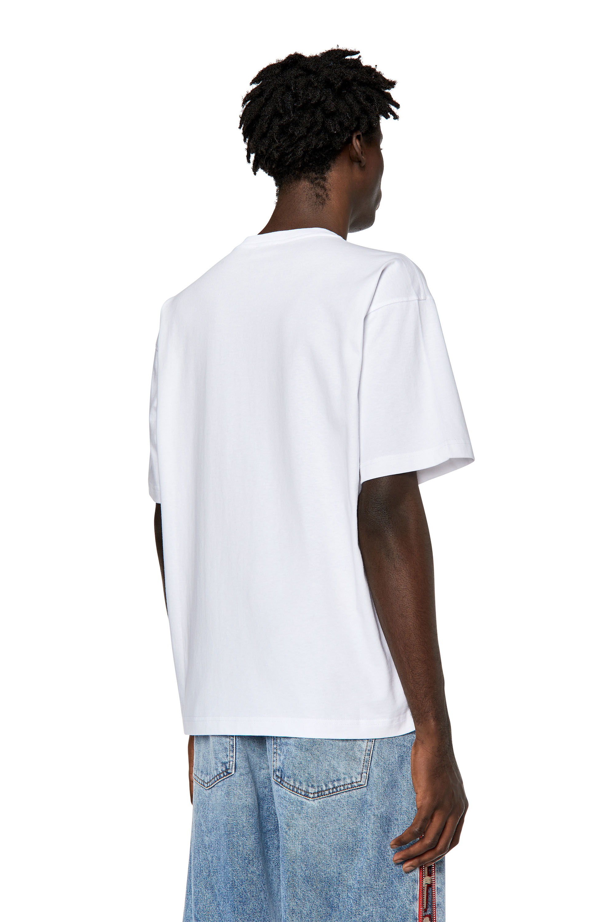 Diesel - T-NLABEL, Man's T-shirt with frayed logo patch in White - 2