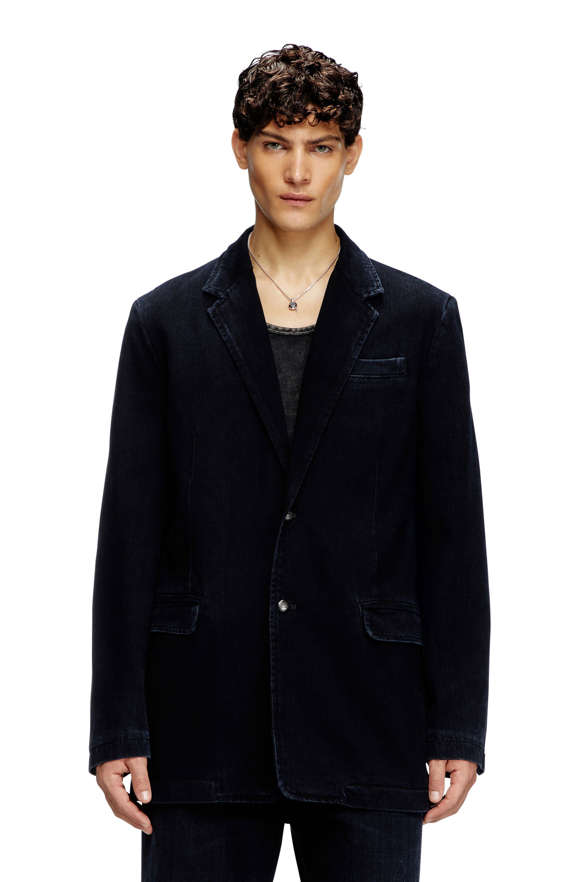 Diesel - D-REGER-D, Blazer en denim rayado Unisex in Azul marino - 1