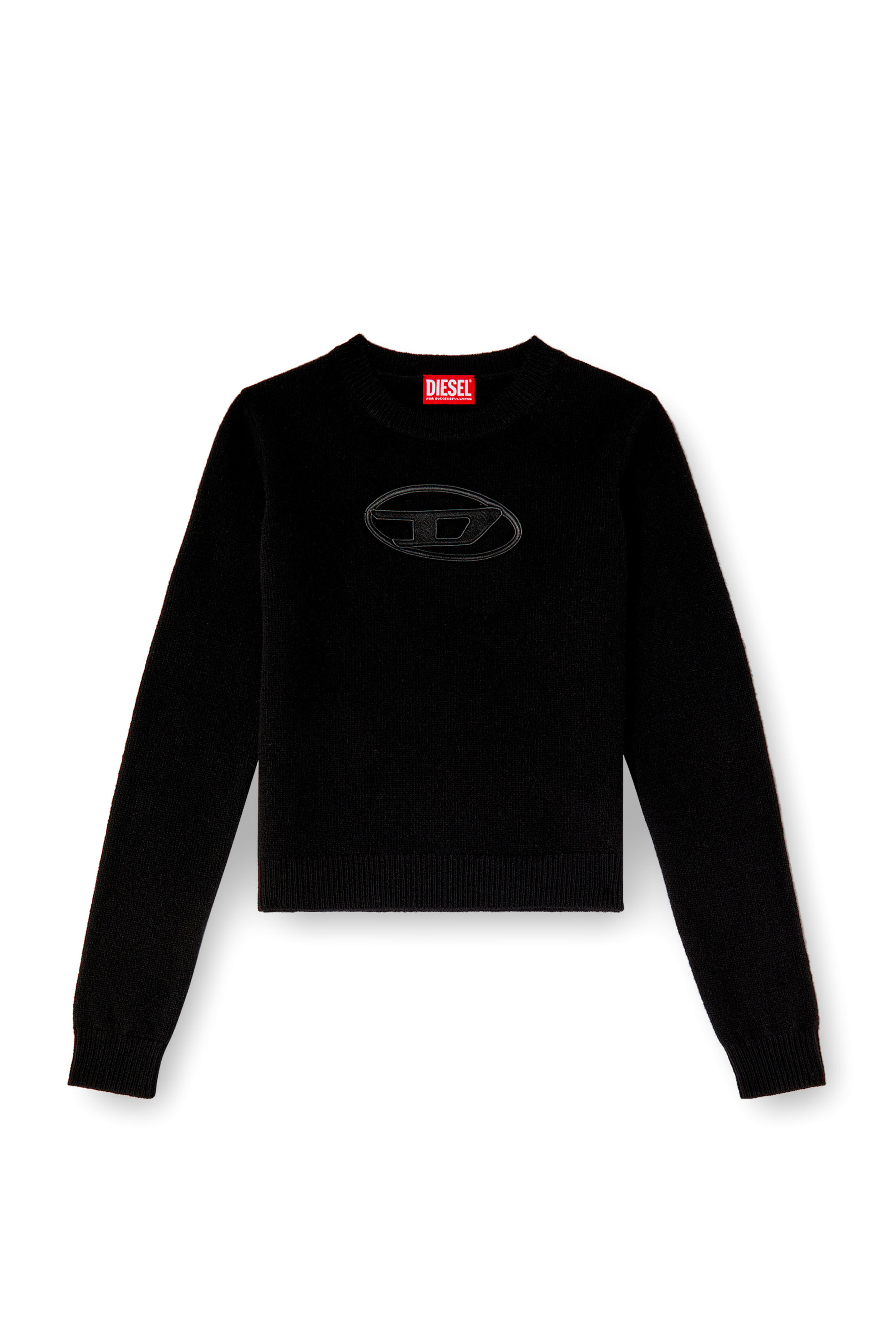 Diesel - M-AREESA-SLIM, Woman's Cashmere-blend jumper with cut-out logo in Black - 5