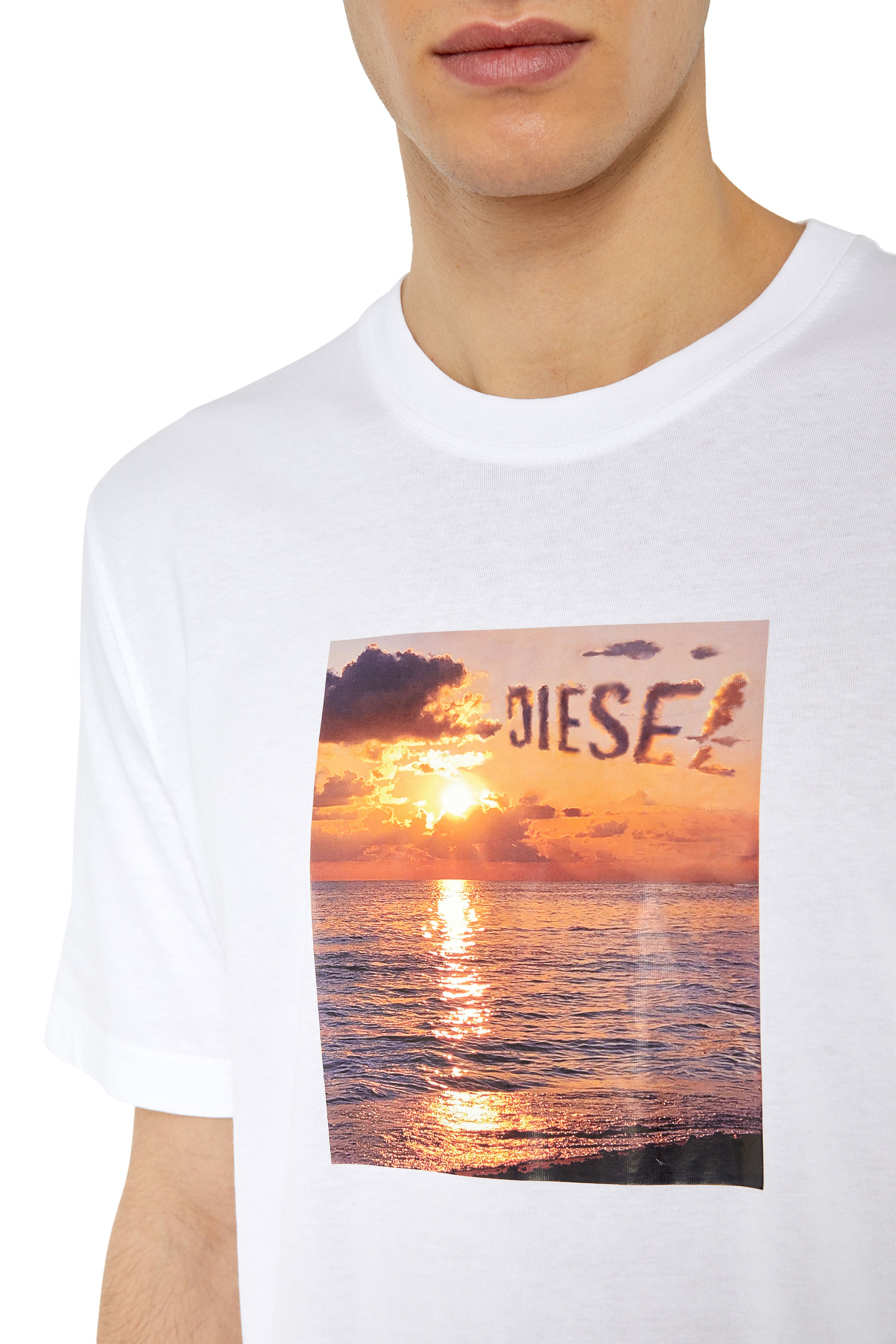 Diesel - T-JUST-G24, Man's T-shirt with Diesel sunset print in White - 4