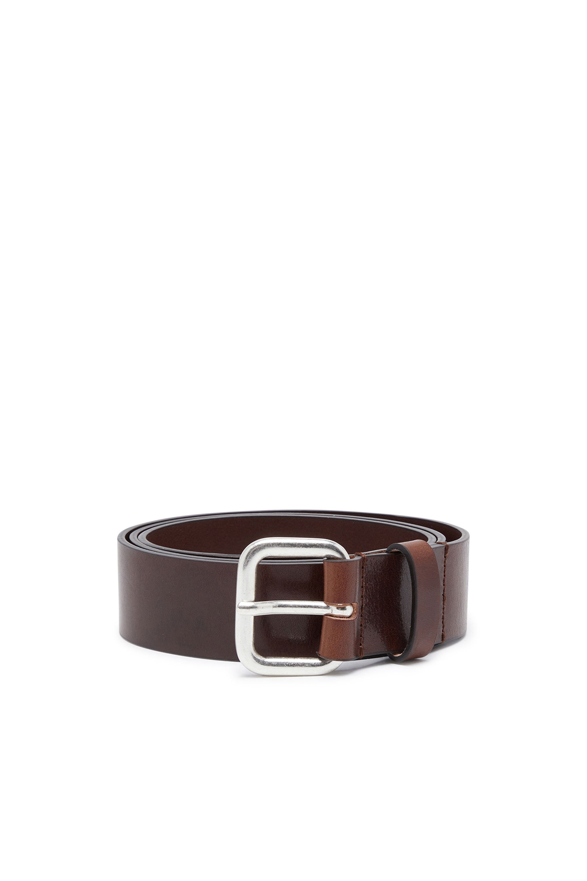 Diesel - B-1DR SCRATCH END, Man's Leather belt with metal logo insert in Brown - 1