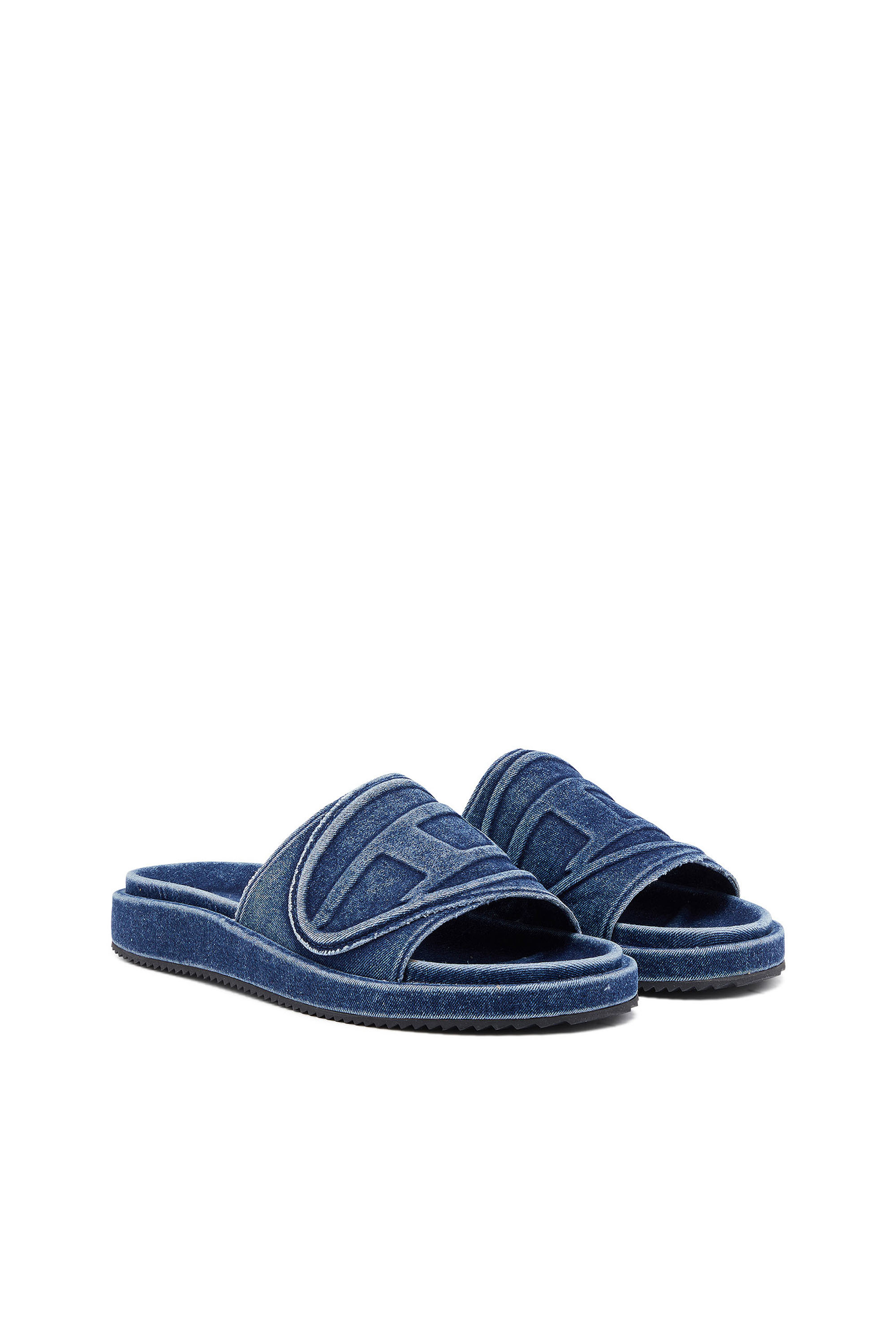 Diesel - SA-SLIDE D OVAL, Unisex's Sa-Slide D-Denim slides with embossed strap in Blue - 2