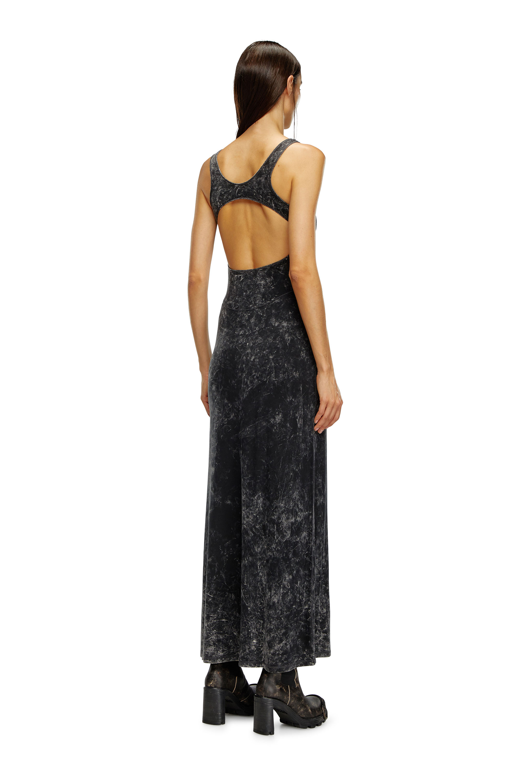 Diesel - D-AVENA-P1, Woman's Maxi dress in marbled stretch jersey in Black - 2