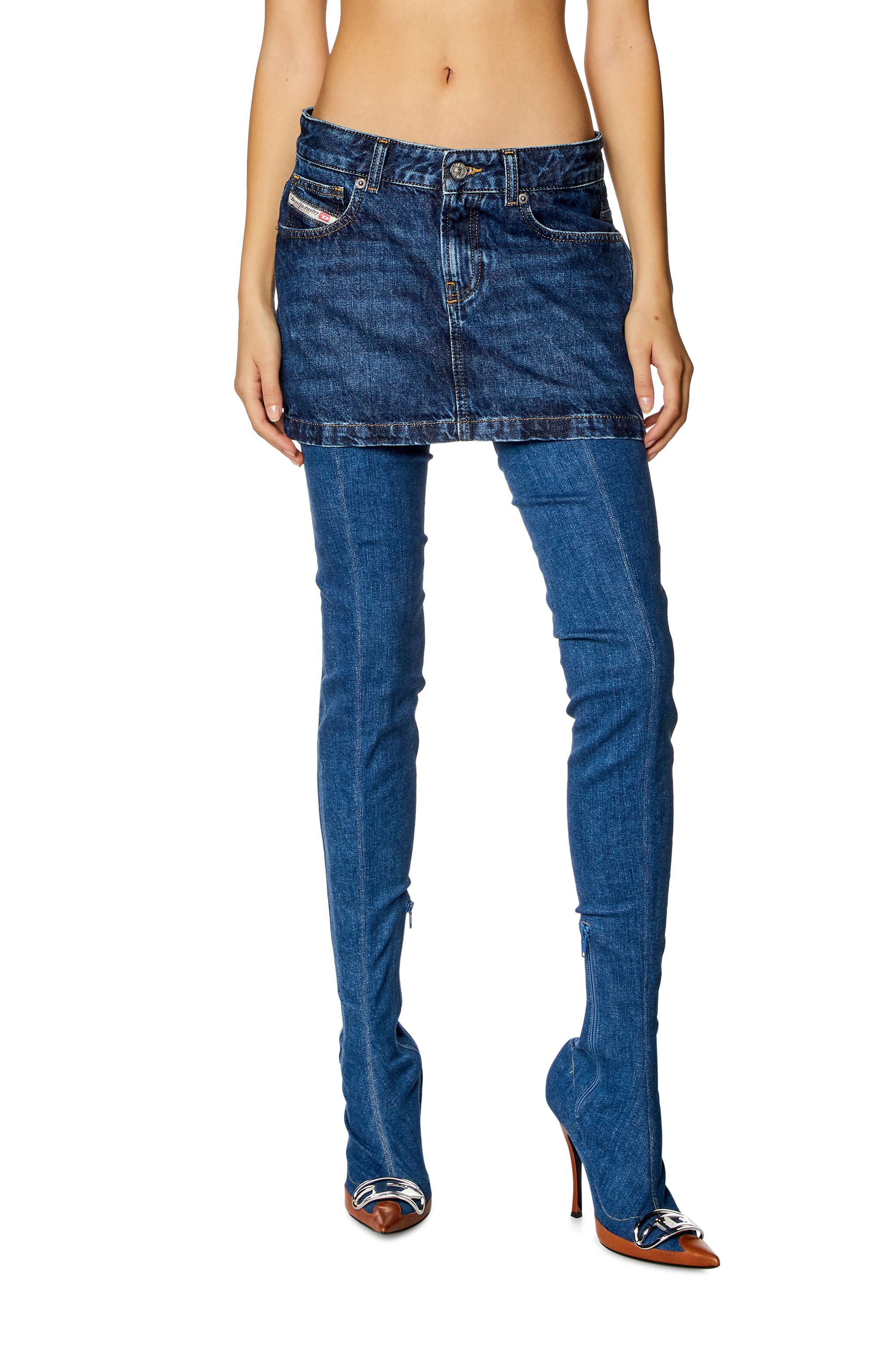 Diesel - DE-RON, Minifalda en denim Mujer in Azul marino - 1