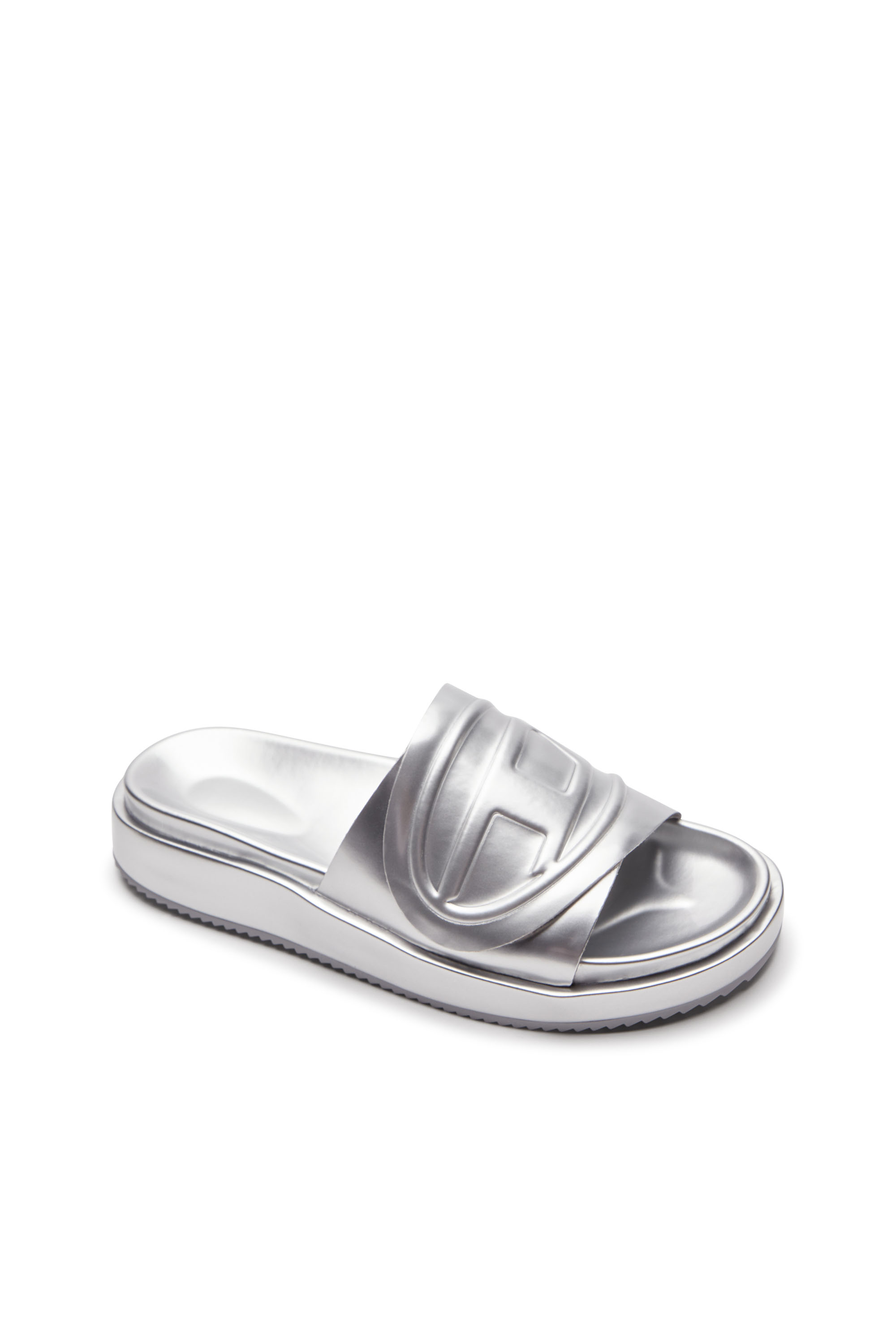 Diesel - SA-SLIDE D OVAL W, Sa-Slide D-Chanclas metálicas con correa Oval D Mujer in Plateado - 6