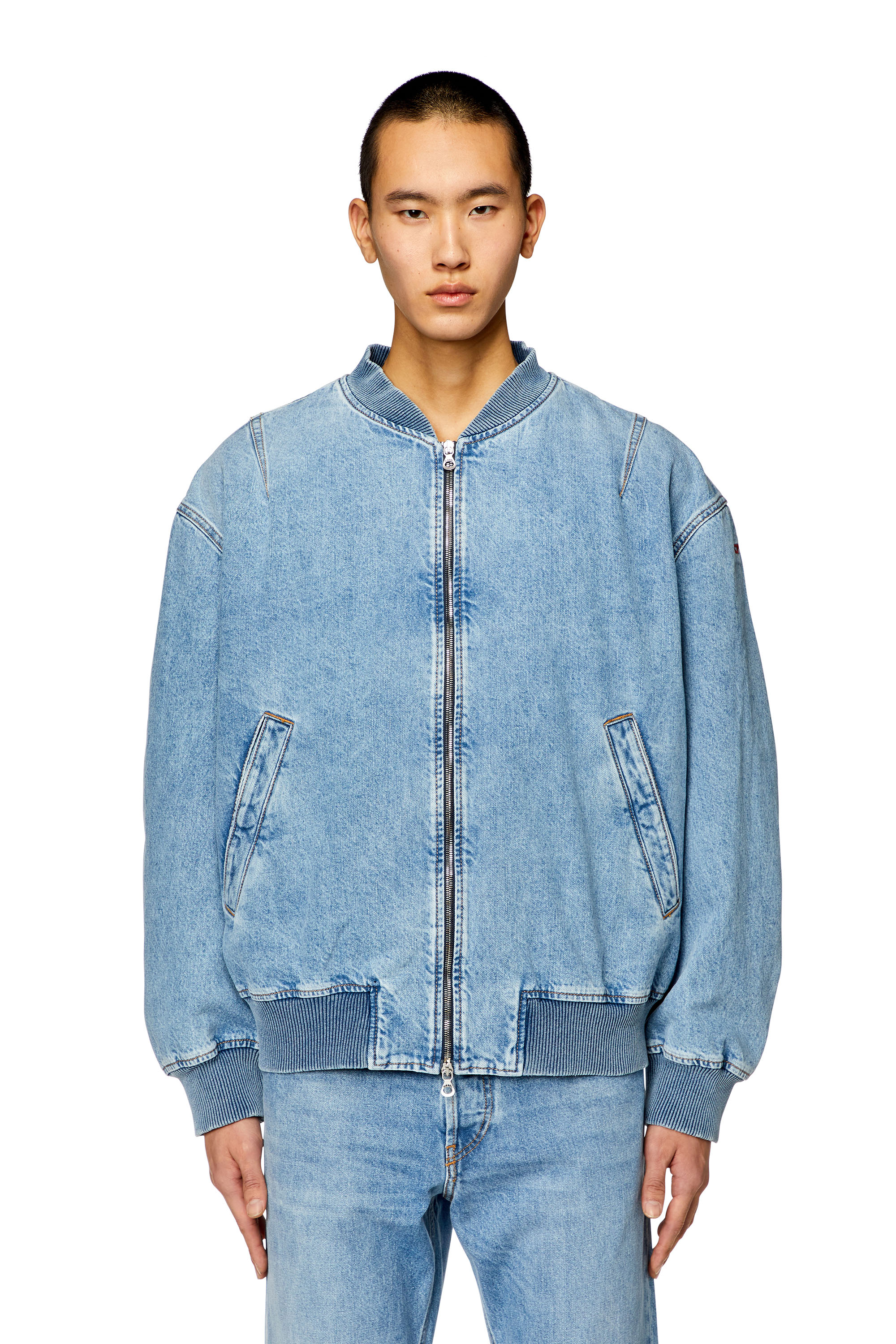 Diesel - D-VINZ, Man's Bomber jacket in denim in Light Blue - 5