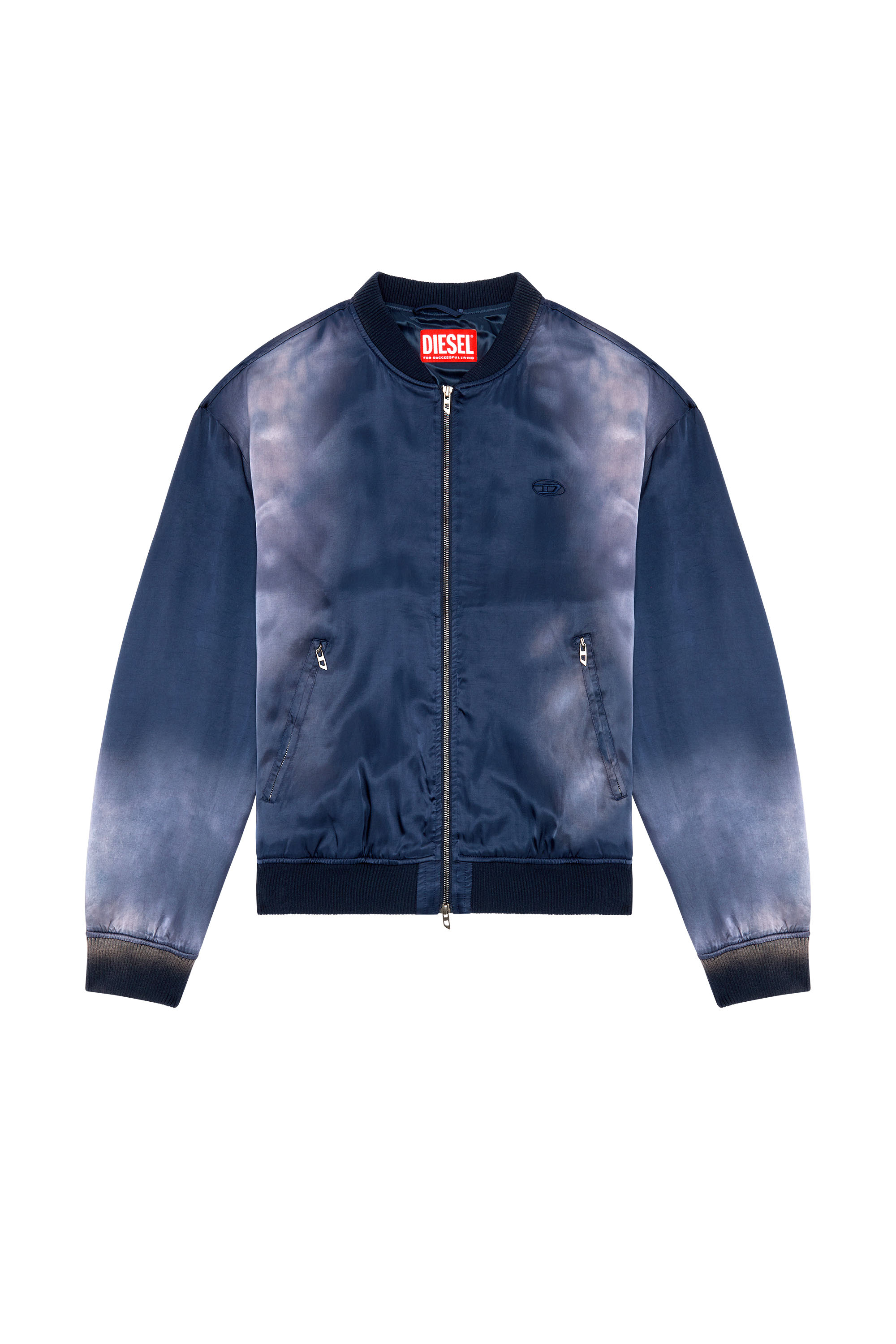 Diesel - J-MARTEX, Man's Satin bomber jacket with faded effect in Blue - 6