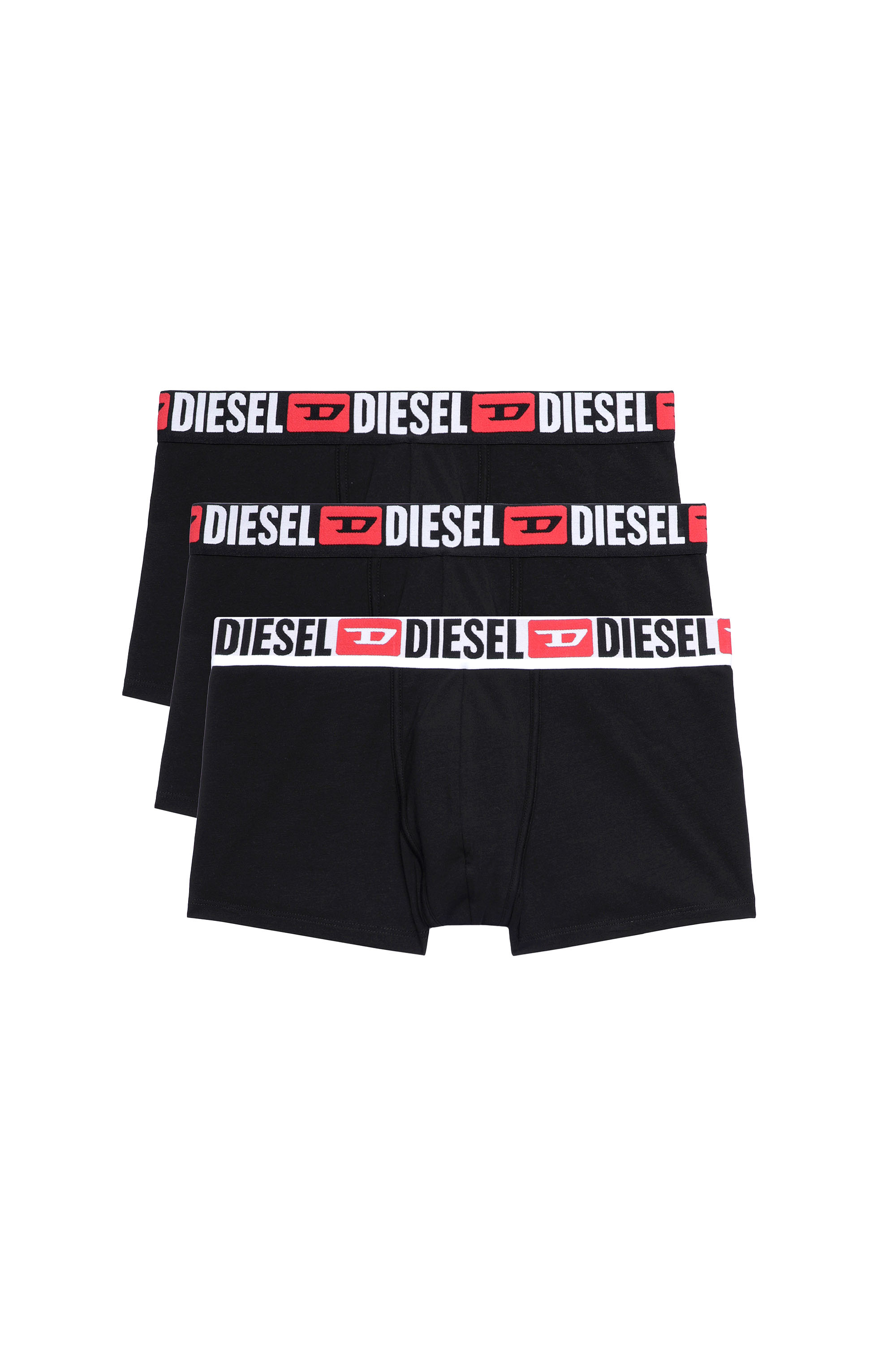 Diesel - UMBX-DAMIENTHREEPACK, Man's Three-pack of all-over logo waist boxers in Black - 1