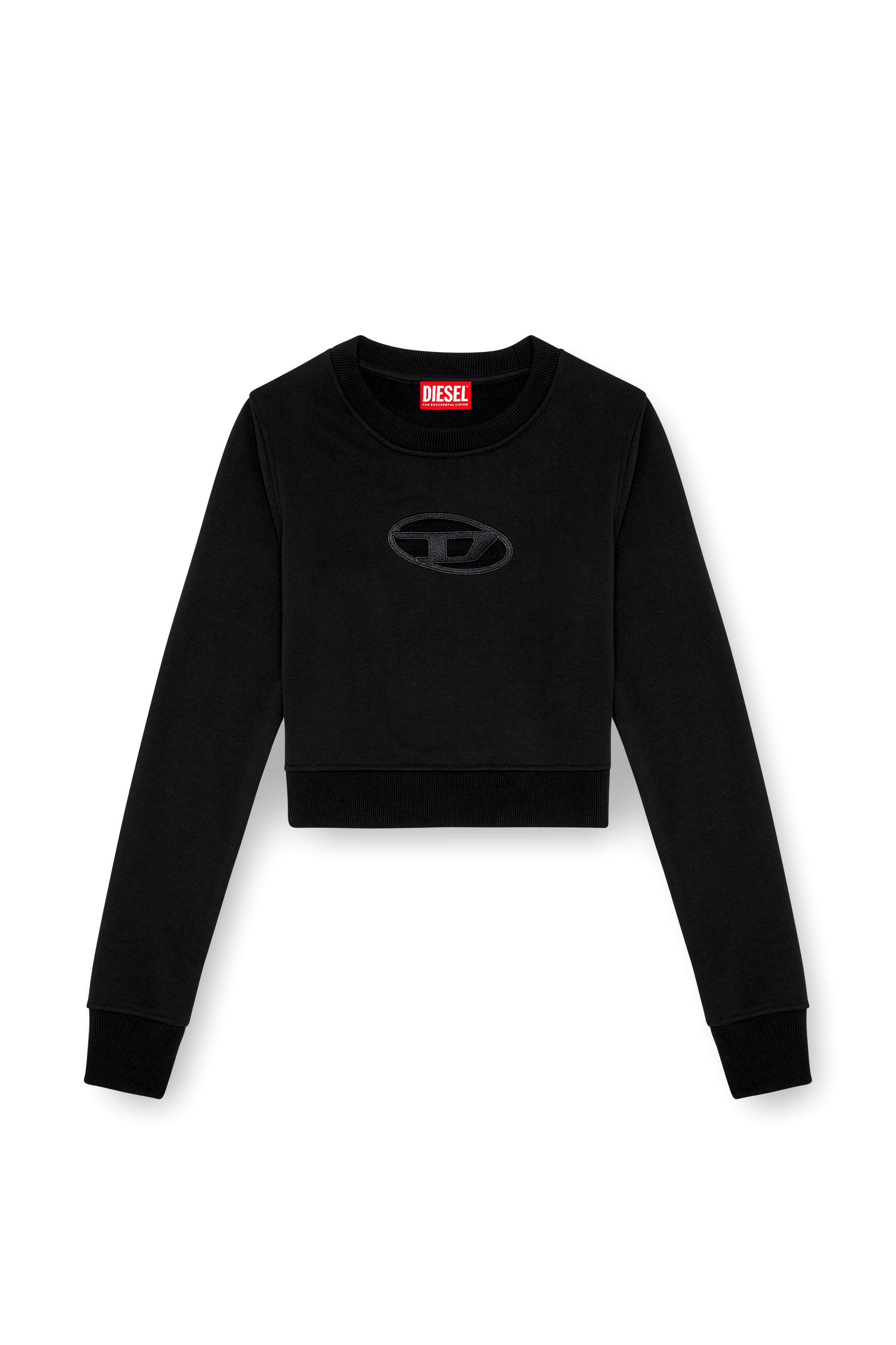 Diesel - F-SLIMMY-OD, Woman's Cropped sweatshirt with cut-out logo in Black - 4