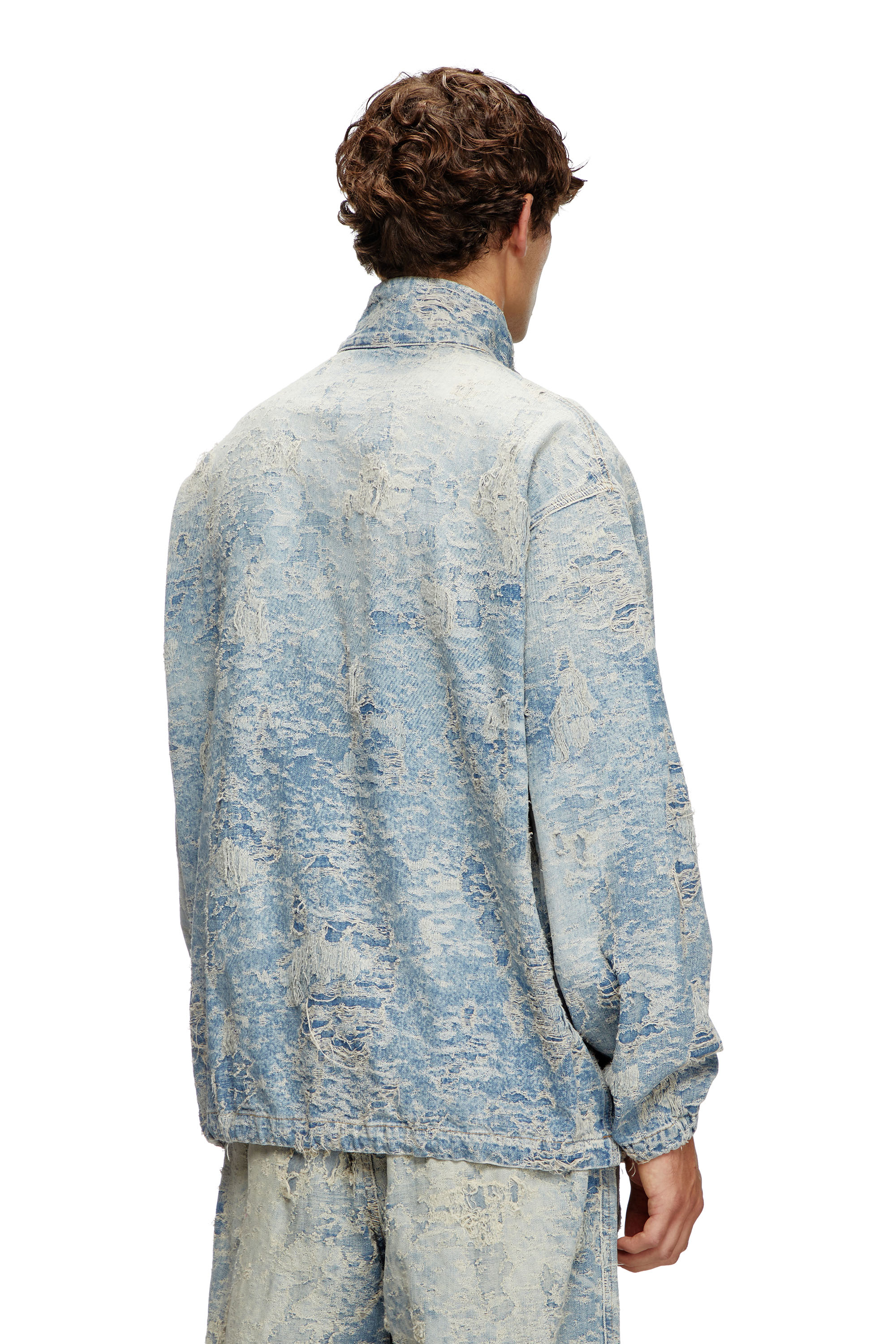 Diesel - D-KRAP-FSF, Chaqueta con cremallera de denim en jacquard con efecto de suciedad Unisex in Azul marino - 3