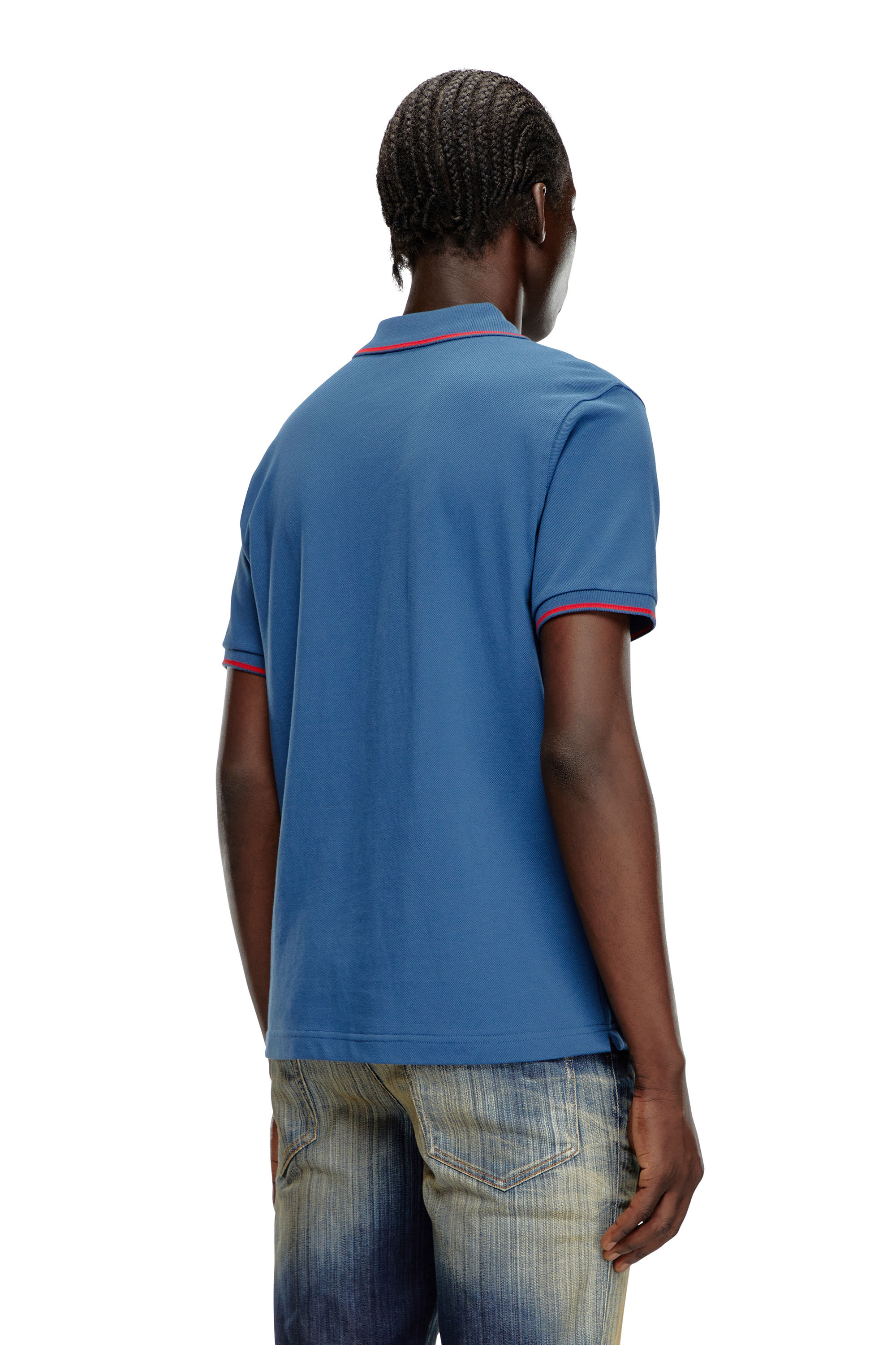 Diesel - T-FERRY-MICRODIV, Man's Polo shirt with micro Diesel embroidery in Blue - 4