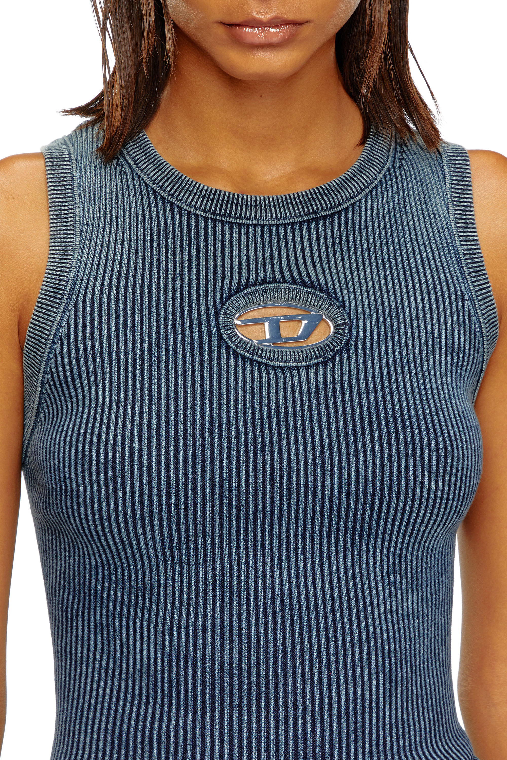 Diesel - M-ANCHOR-A-SL, Woman's Rib-knit tank top with Oval D in Dark Blue - 5