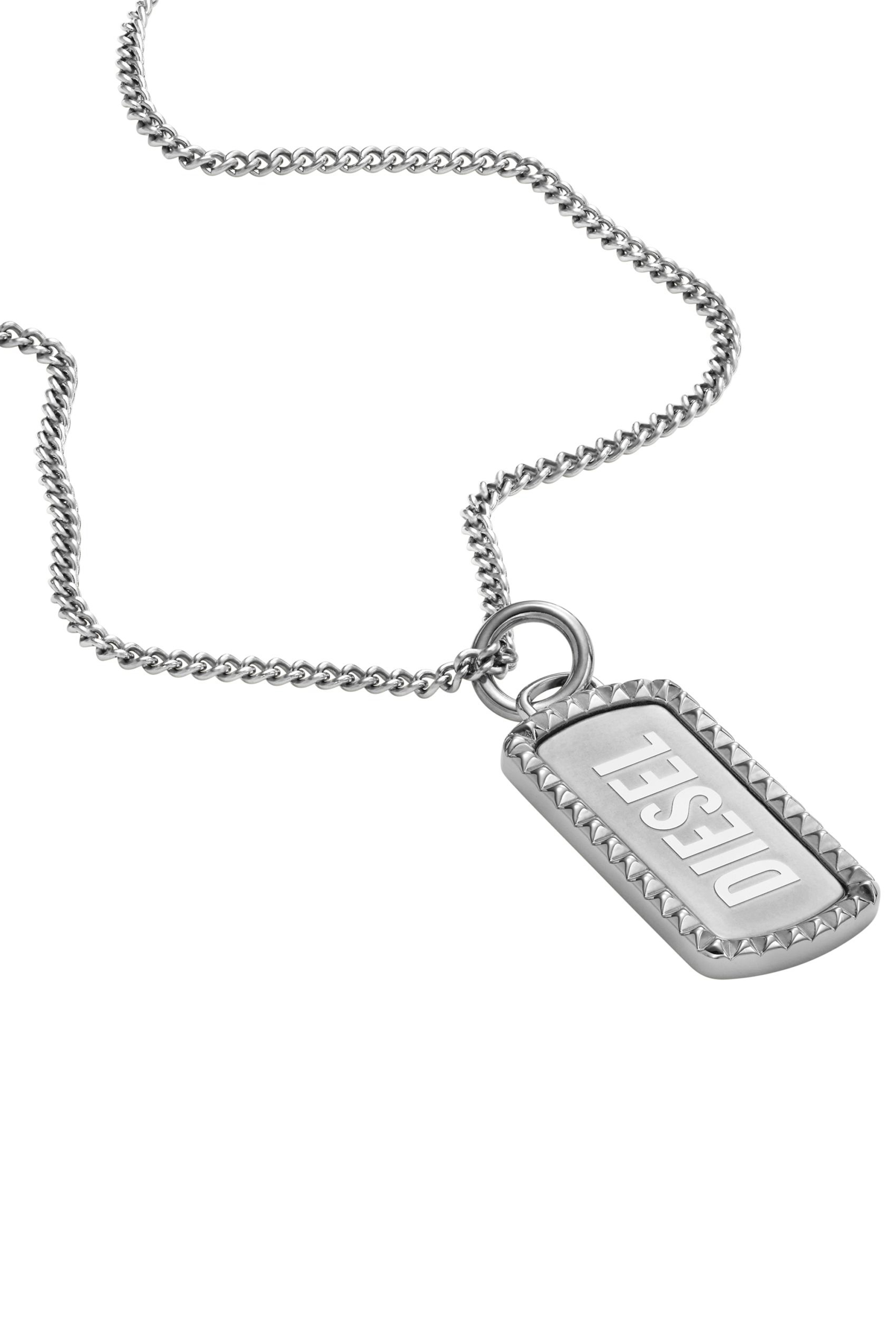 Diesel - DX1455, Unisex's Stainless Steel Dog Tag Necklace in Silver - 2