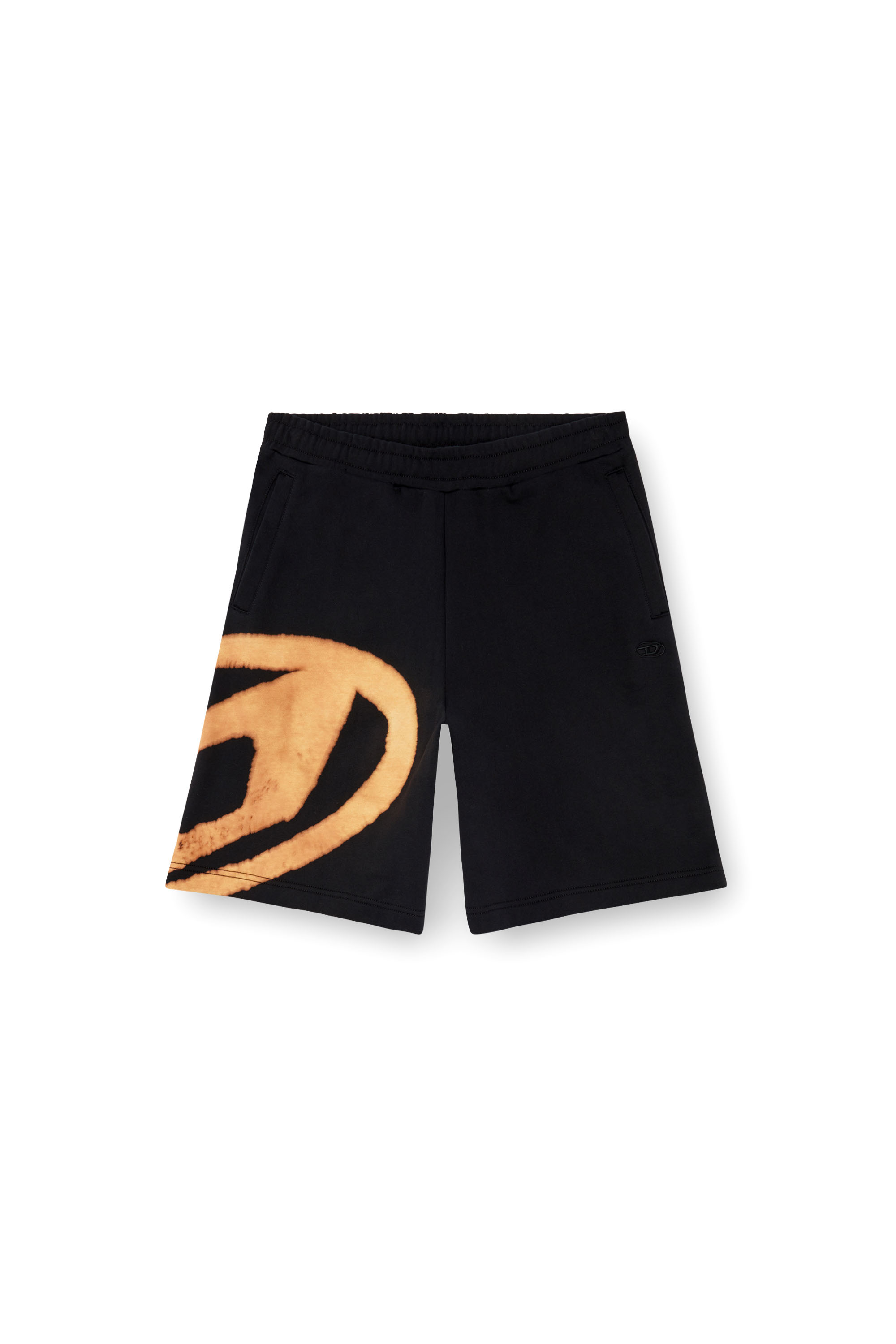 Diesel - P-CROW-BLEACH, Man's Sweat shorts with bleached logo in Black/Orange - 4