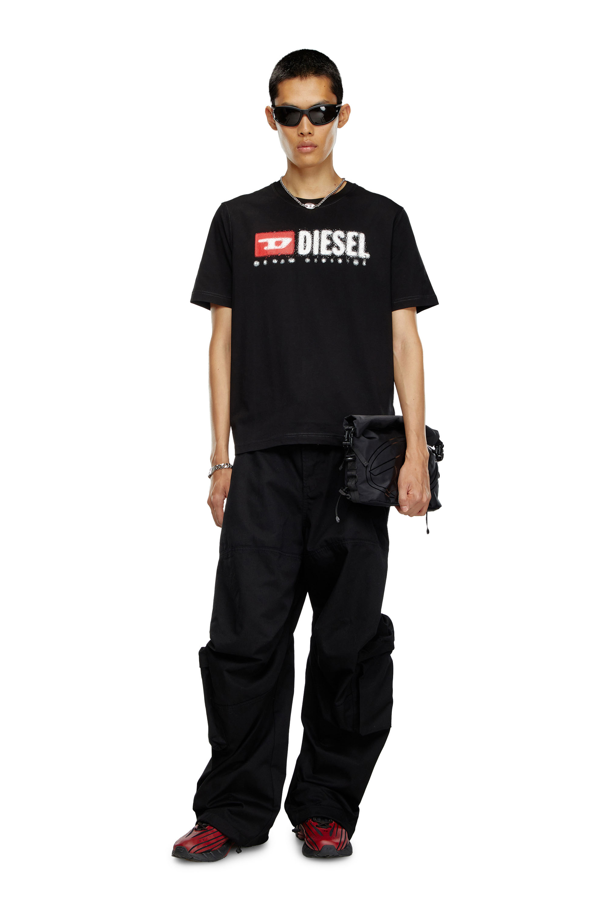 Diesel - T-ADJUST-K14, Man's T-shirt with splashed-effect logo in Black - 2