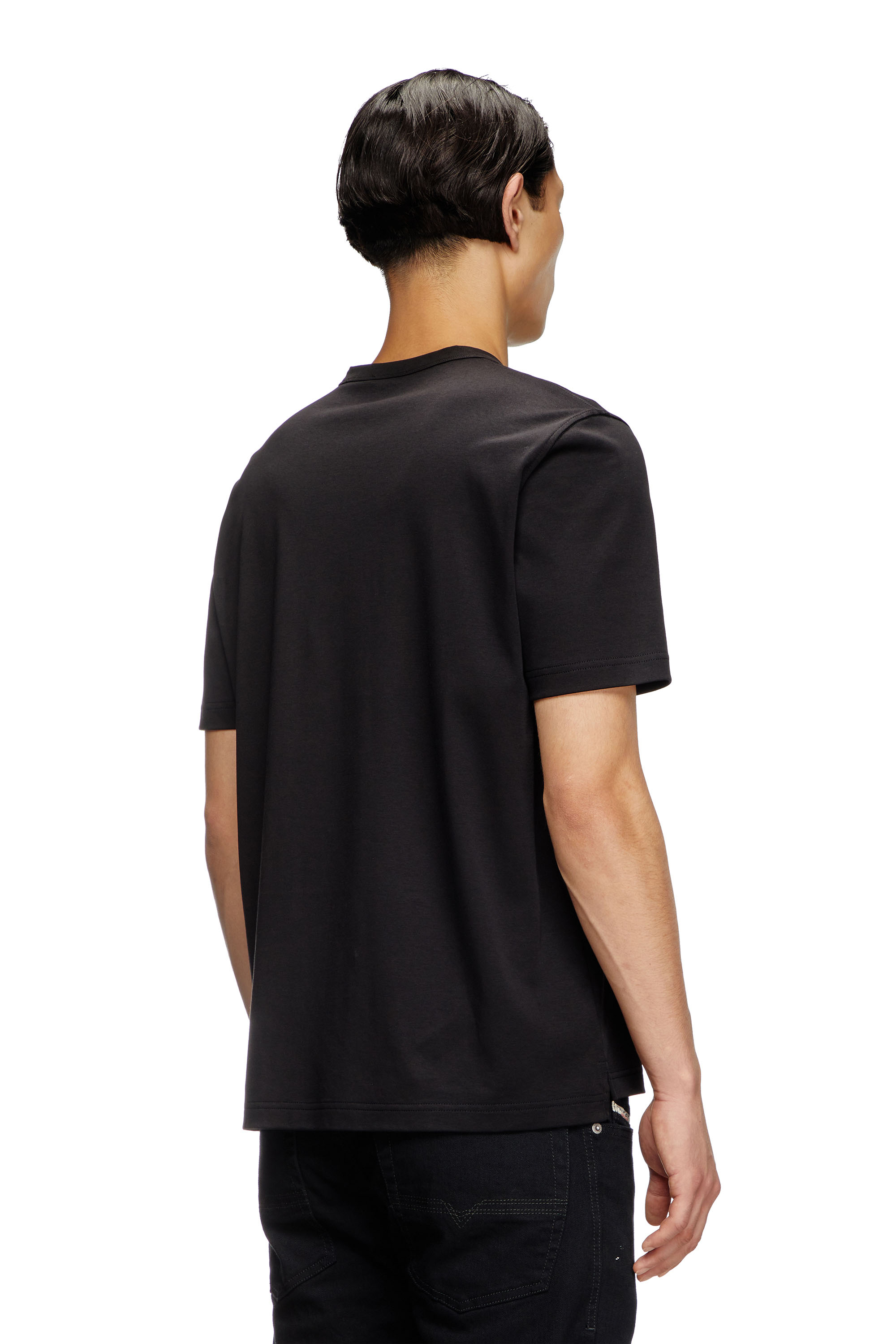 Diesel - T-ADJUST-SLITS-R17, Man's T-shirt with tonal logo embroidery in Black - 3