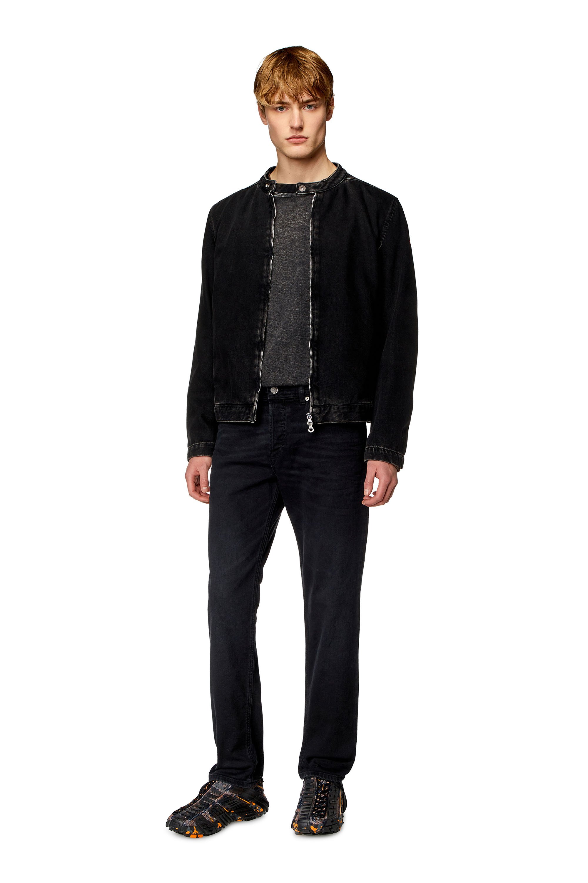 Diesel - D-GLORY, Man's Moto jacket in clean-wash denim in Black - 1