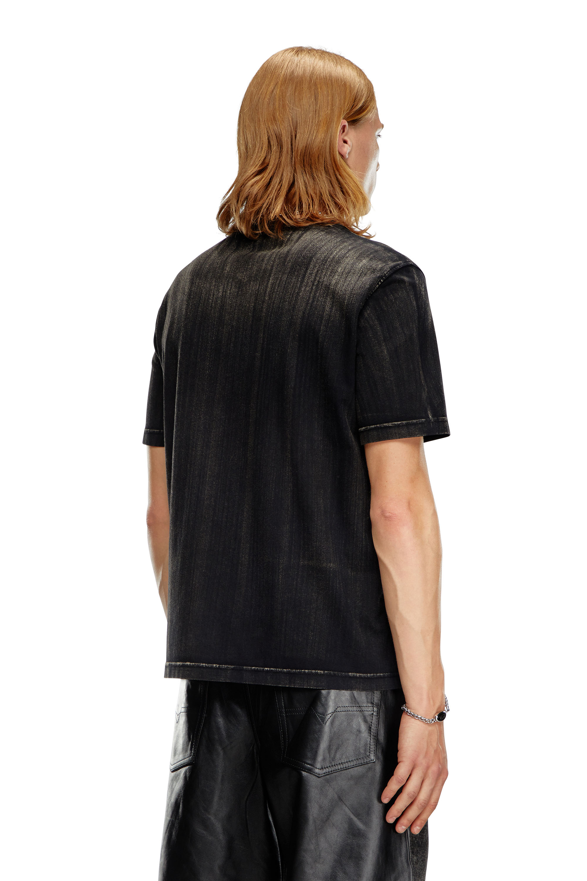 Diesel - T-ADJUST-K8, Man's T-shirt with brushstroke fading in Black - 2