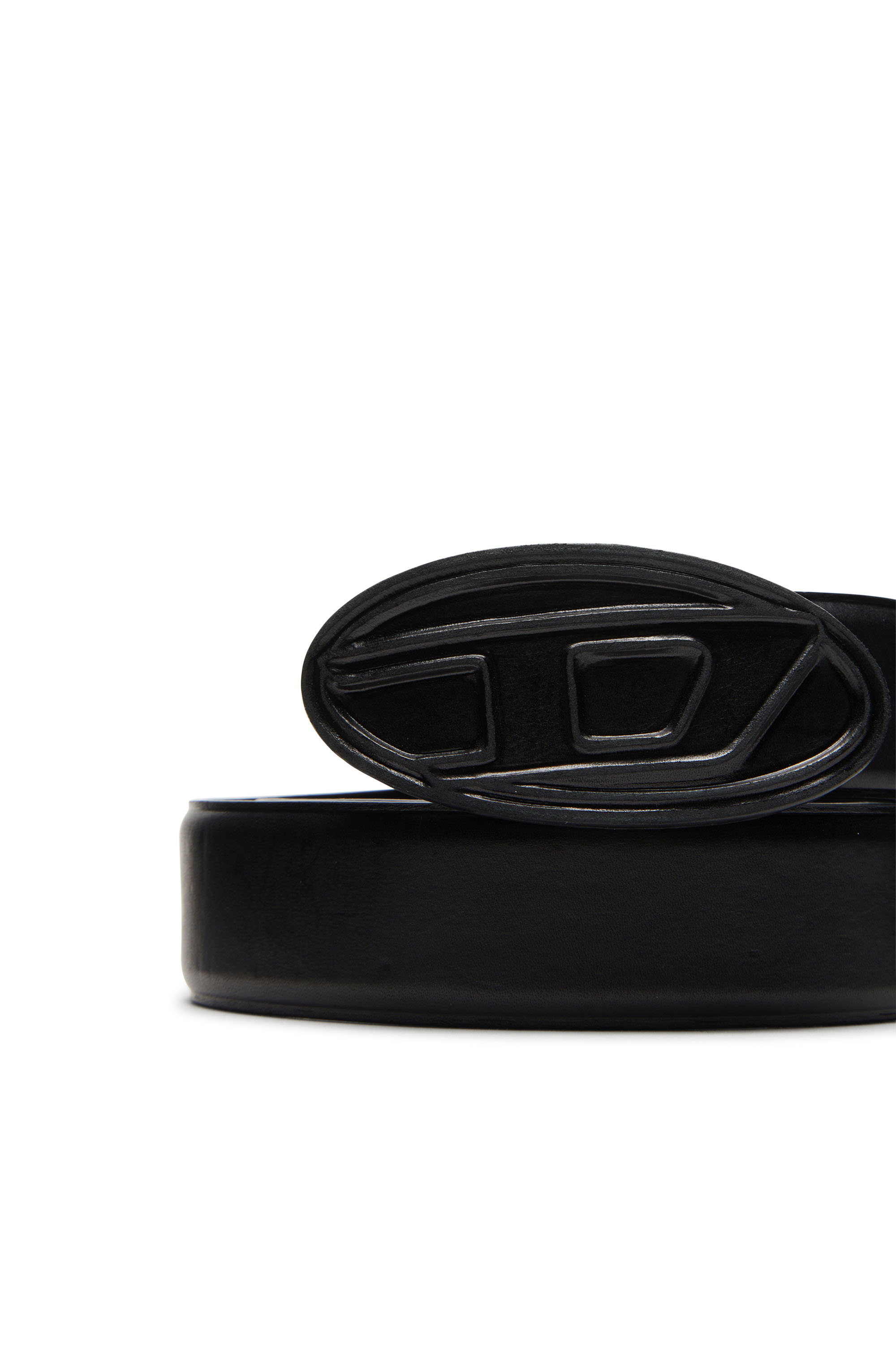 Diesel - B-1DR SCRATCH, Man's Leather belt with leather-covered buckle in Black - 4