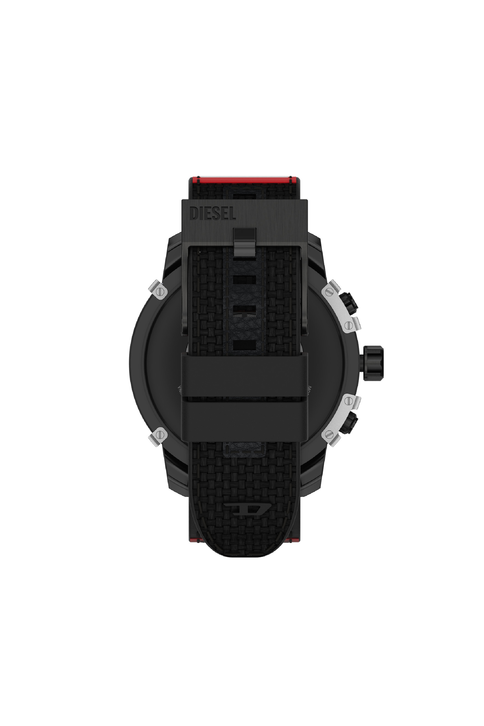 Diesel - DZT2041, Man's Griffed nylon and silicone smartwatch in Black/Red - 2